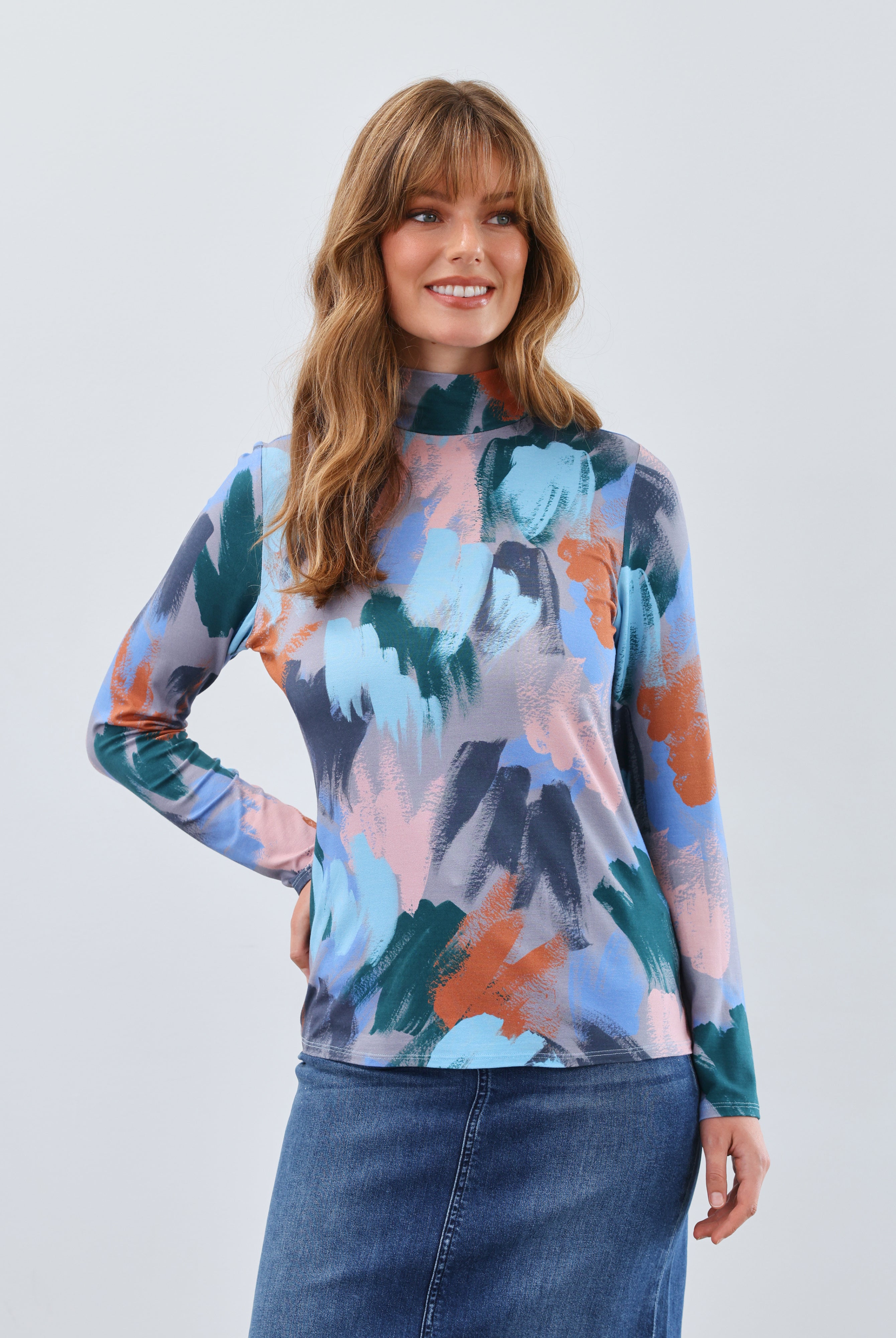 long sleeve mock neck top