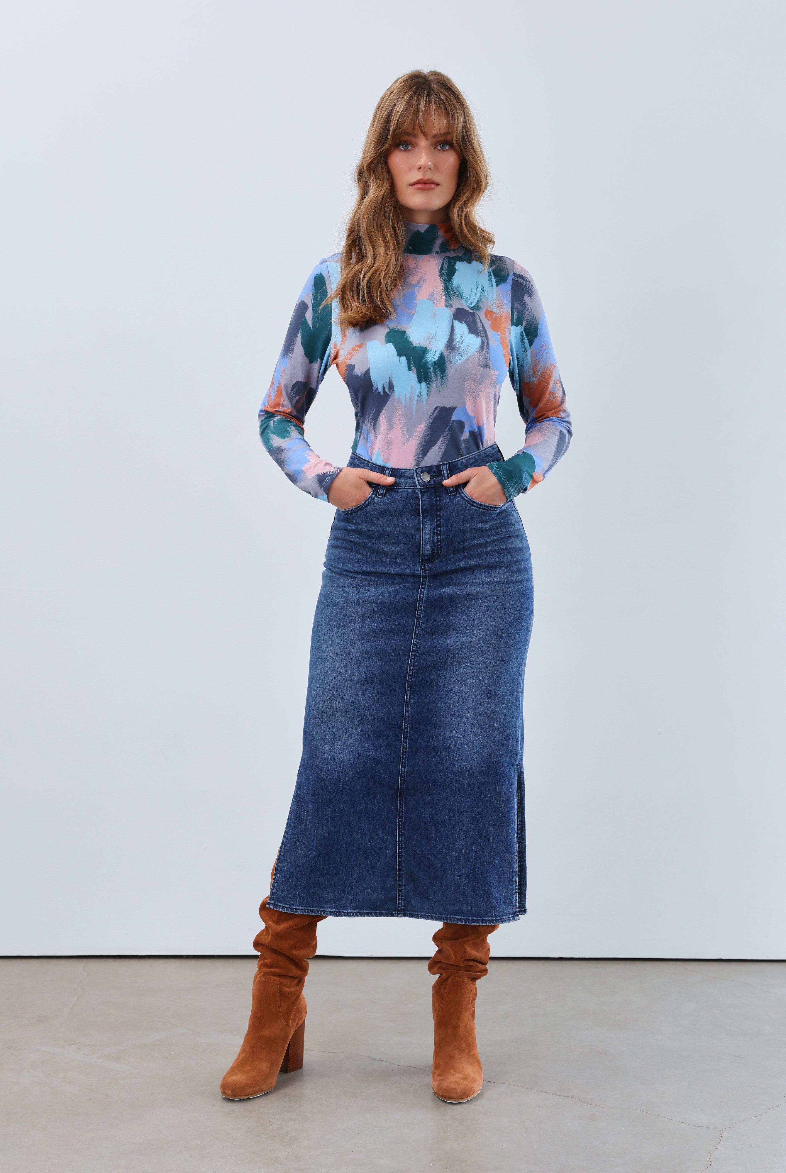 long sleeve mock neck top