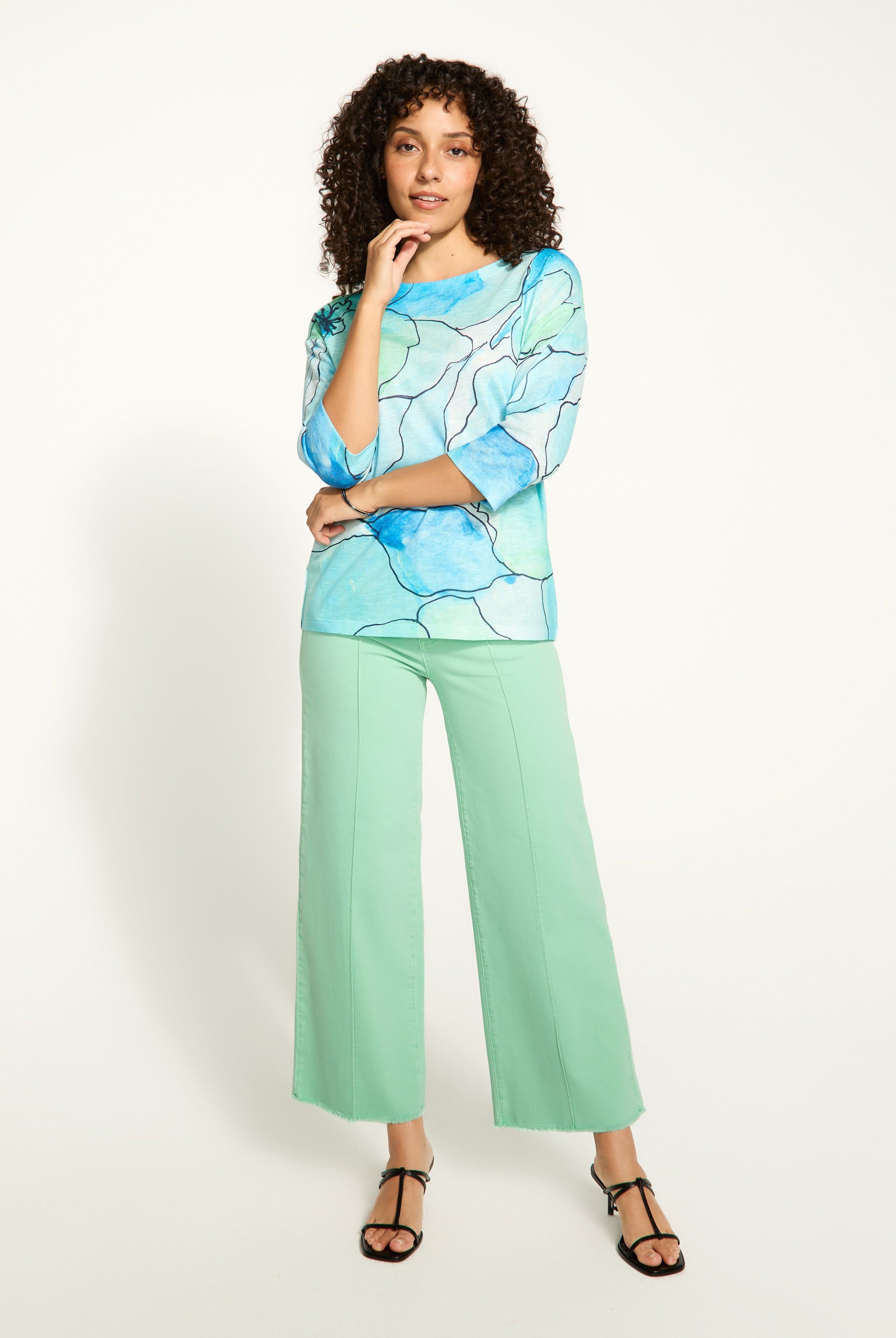 Drop shoulder boat neck top