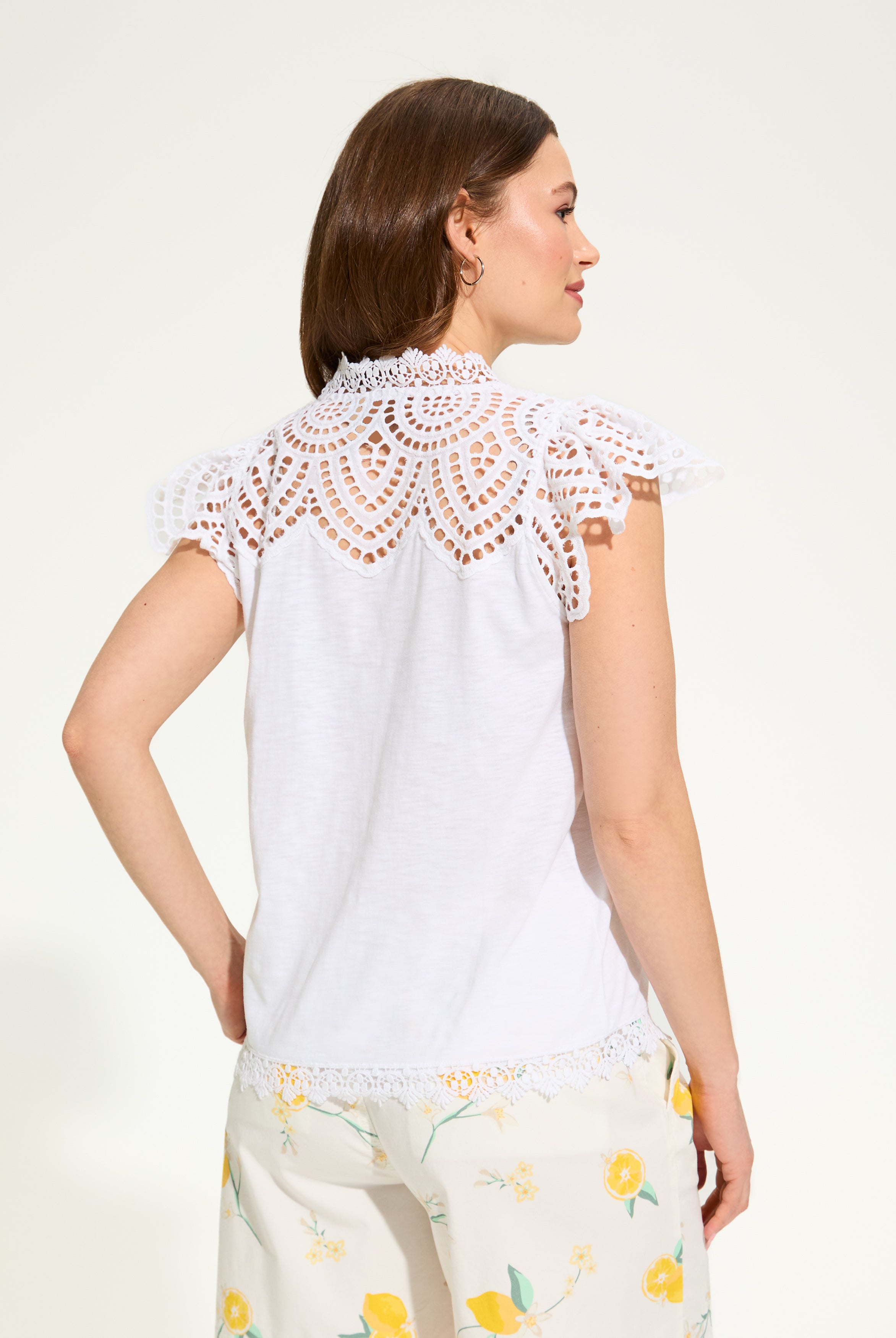 Flutter Sleeve Placed Eyelet Top
