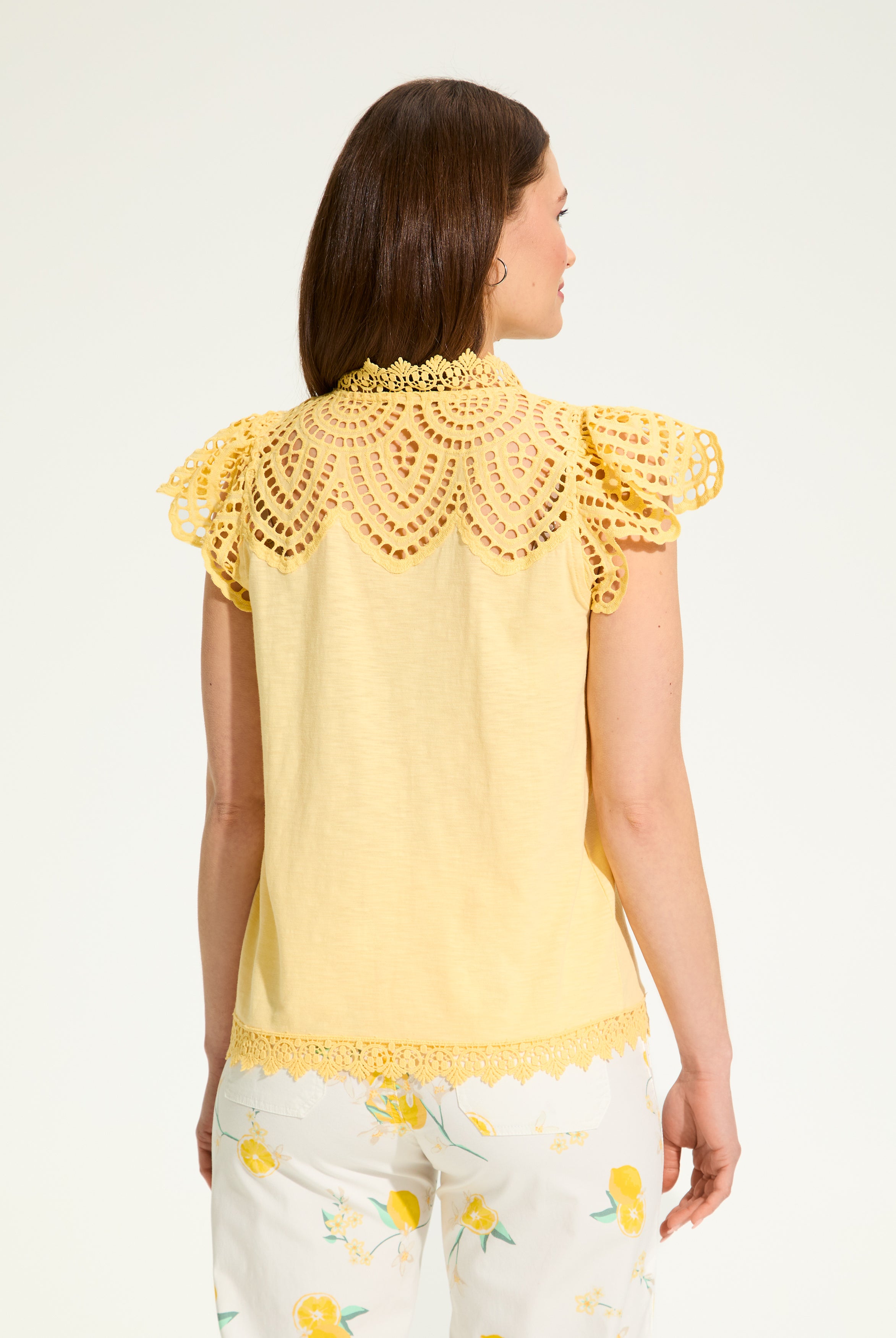 Flutter Sleeve Placed Eyelet Top