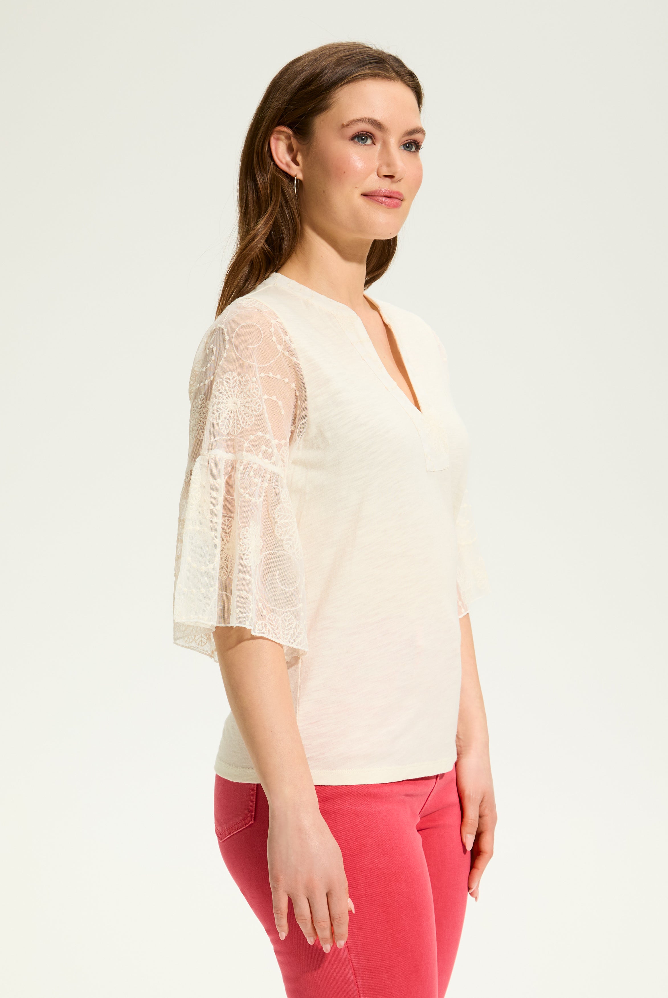 Mesh Bell Sleeve Top