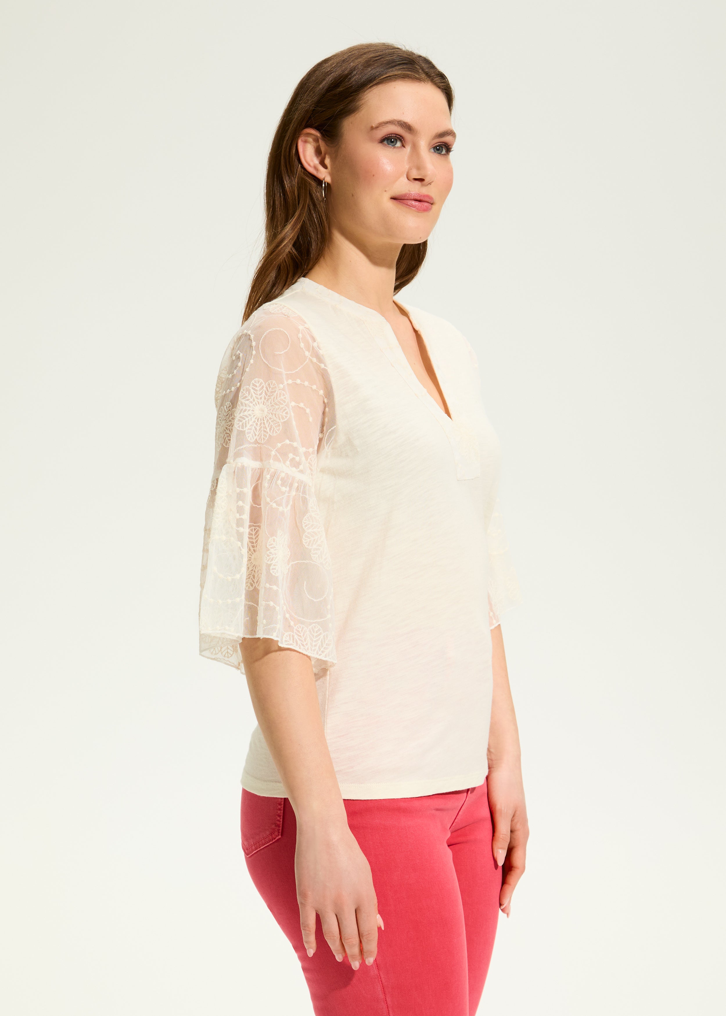 Mesh Bell Sleeve Top