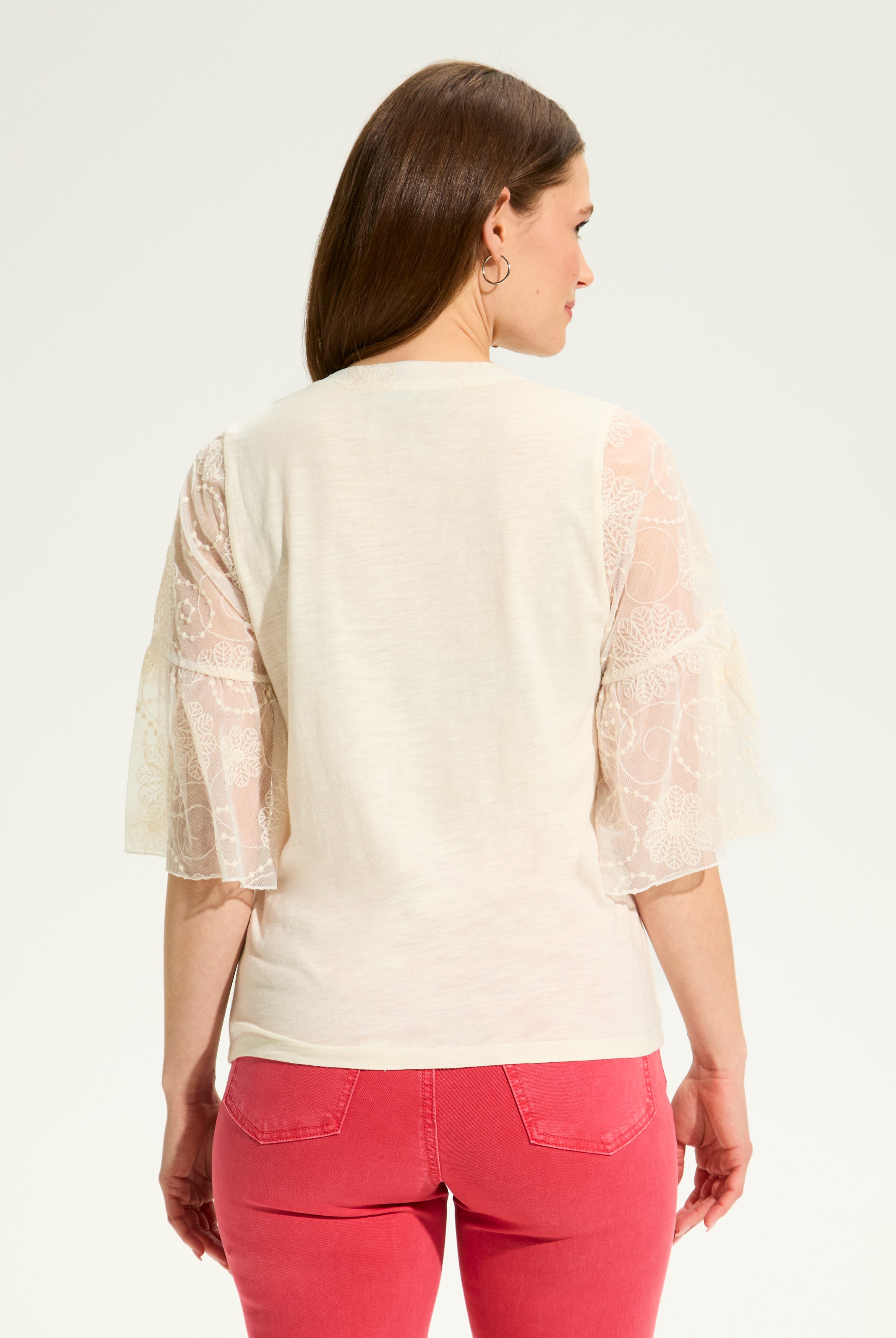 Mesh Bell Sleeve Top