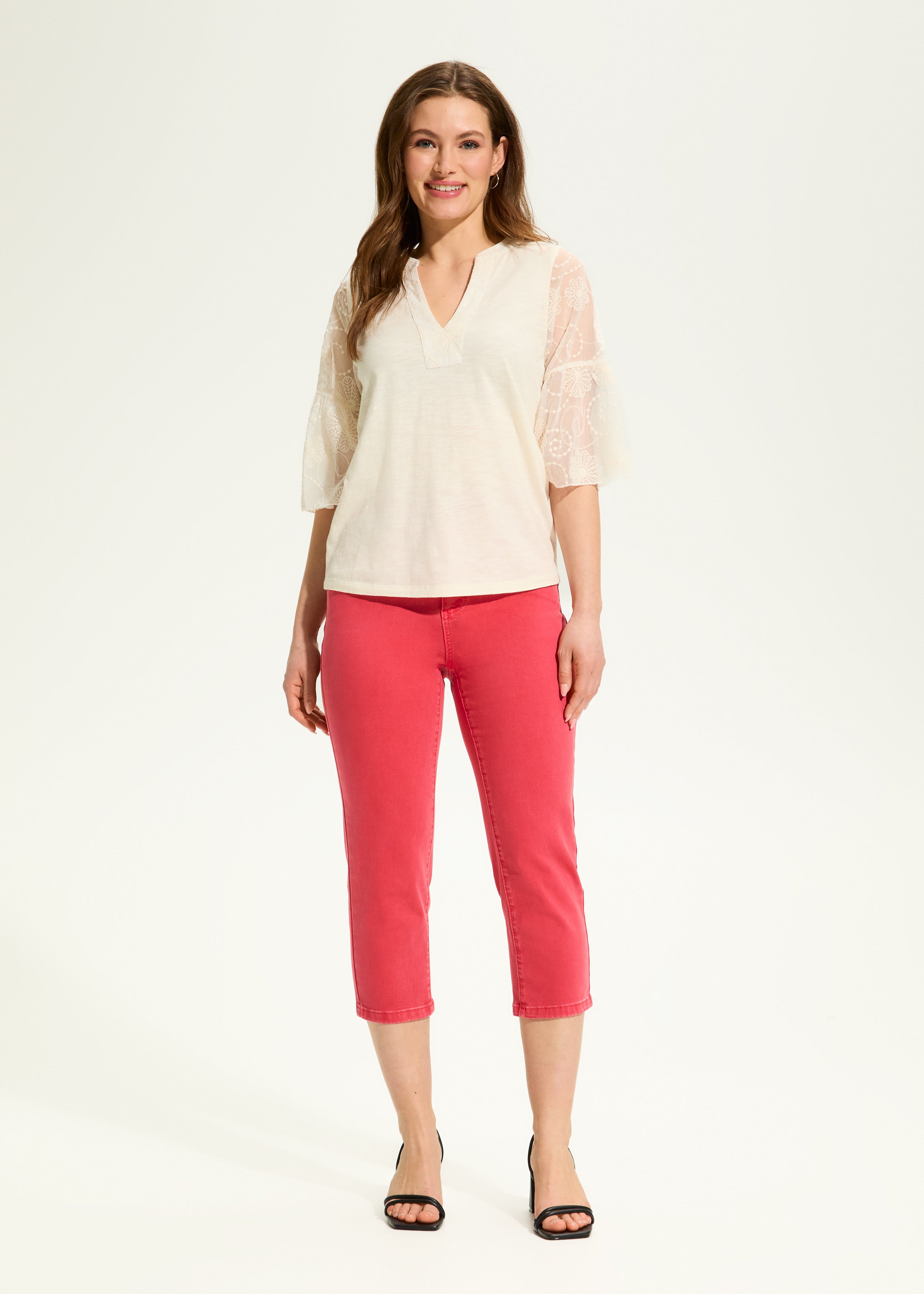 Mesh Bell Sleeve Top