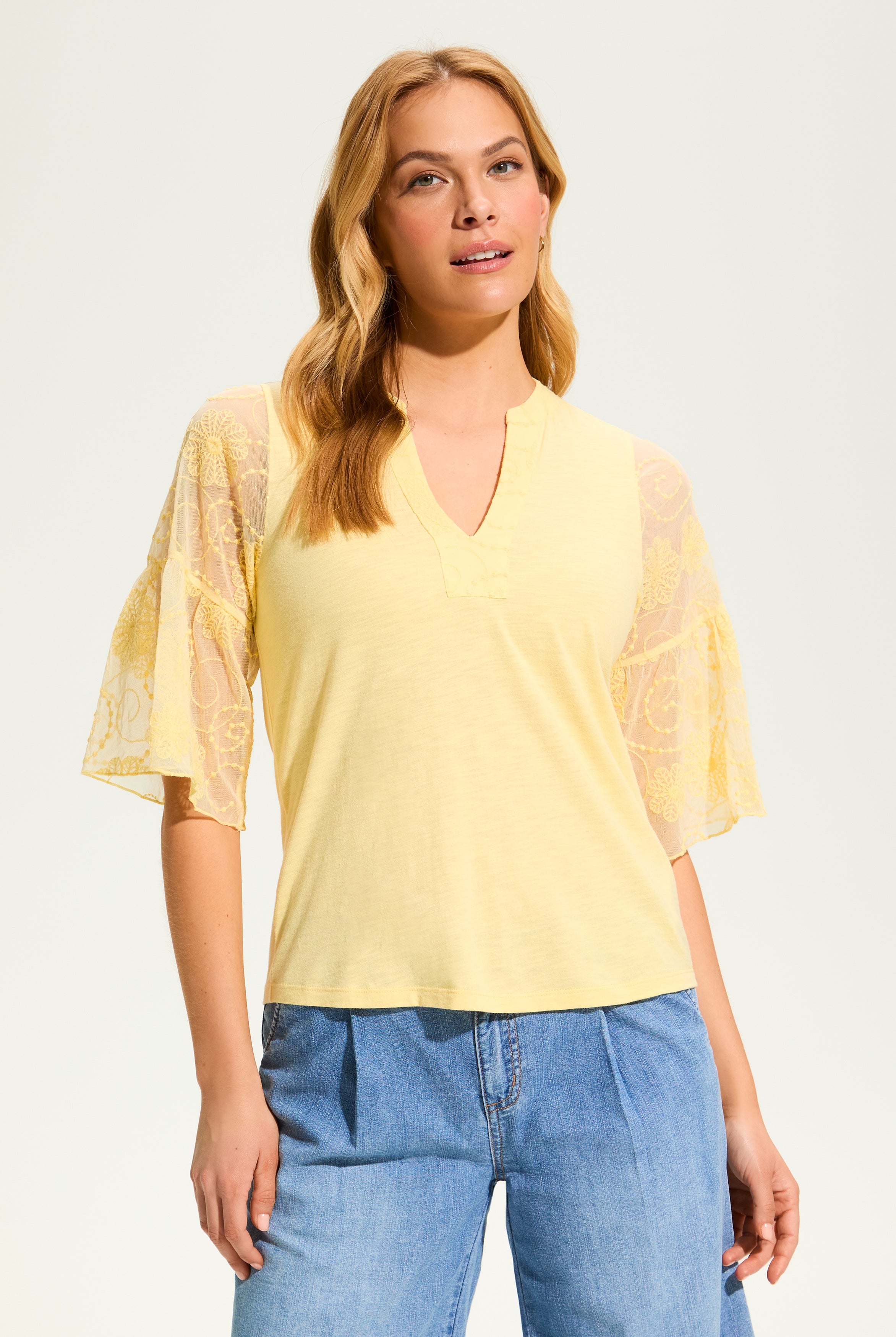 Mesh Bell Sleeve Top