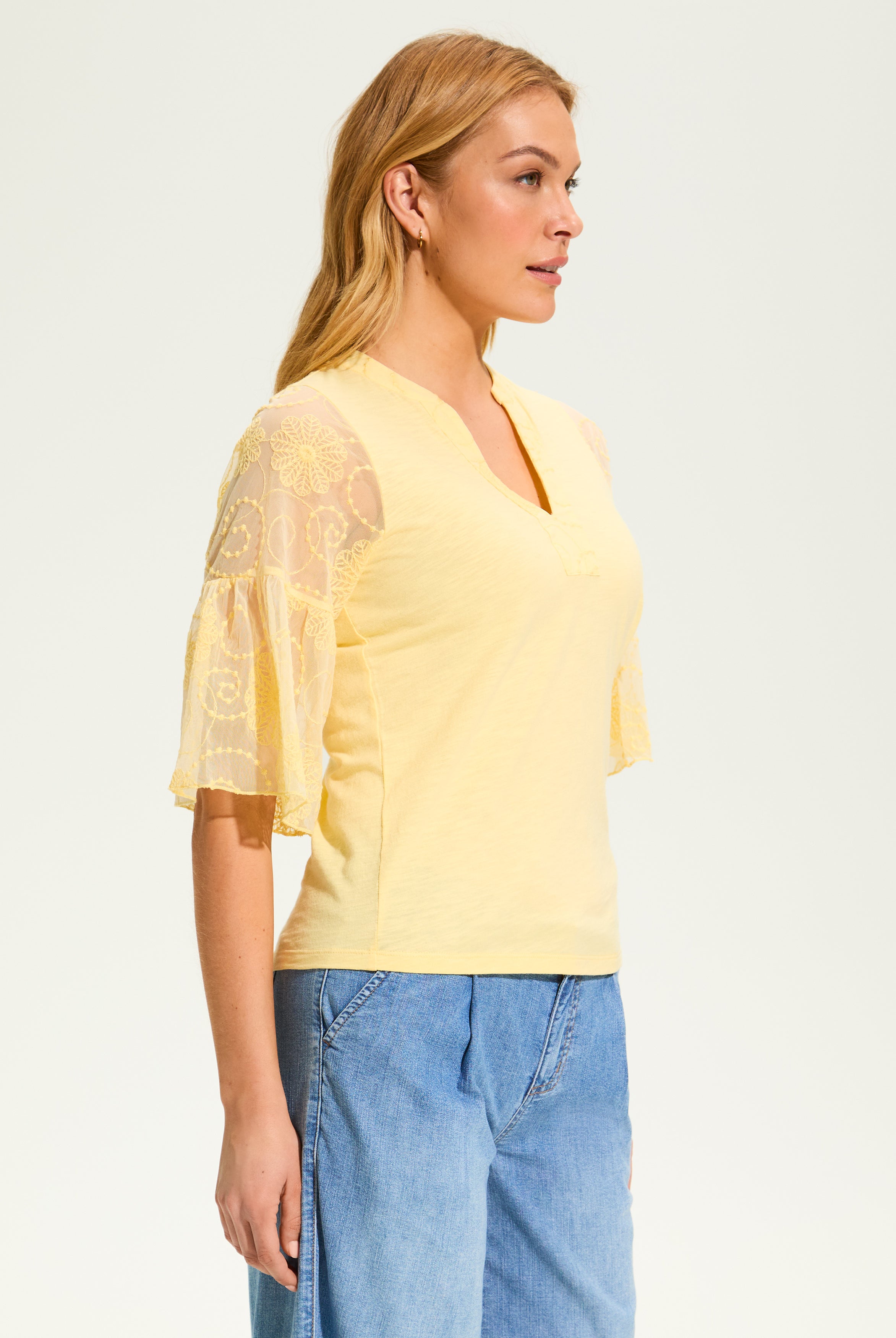 Mesh Bell Sleeve Top