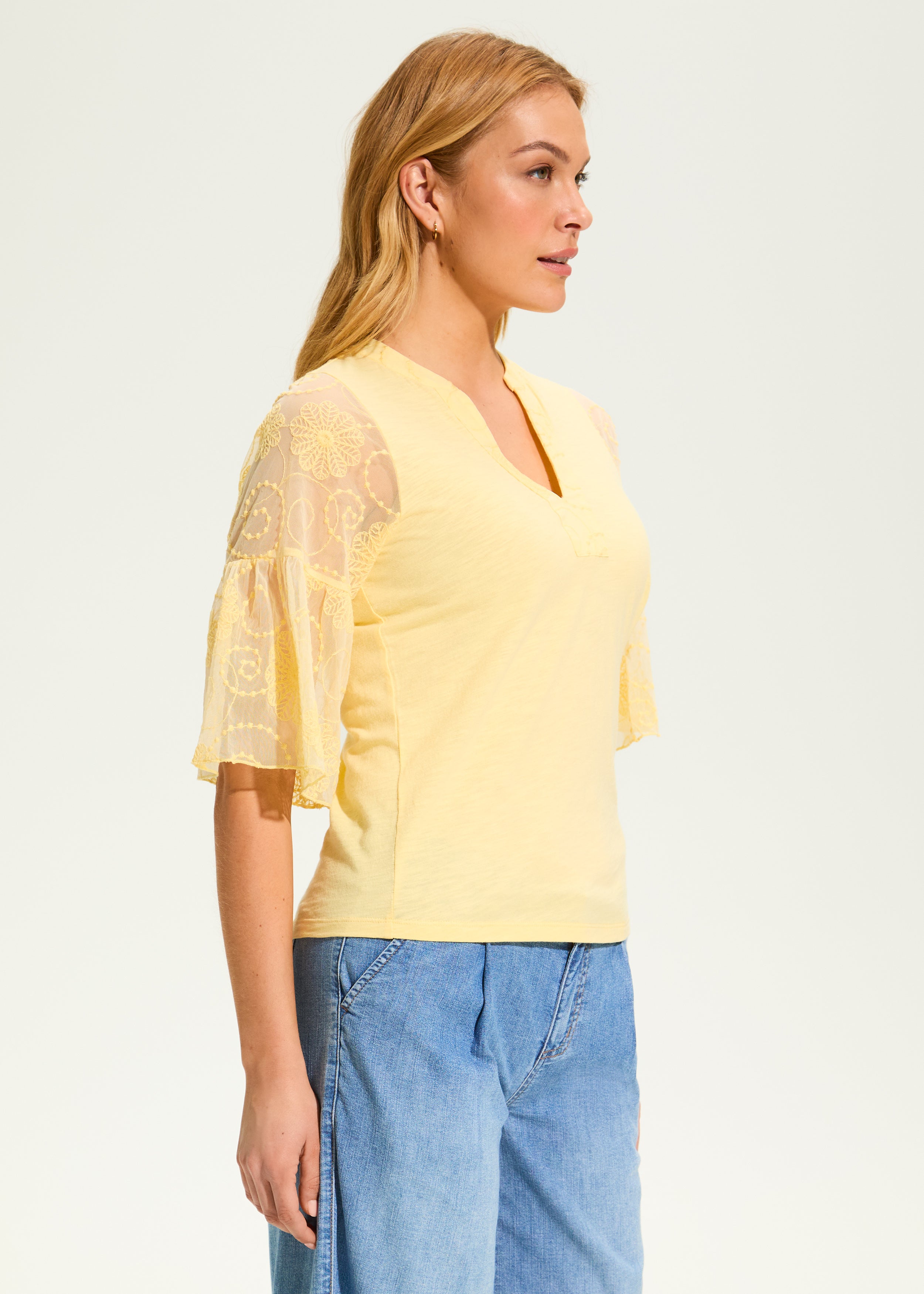 Mesh Bell Sleeve Top