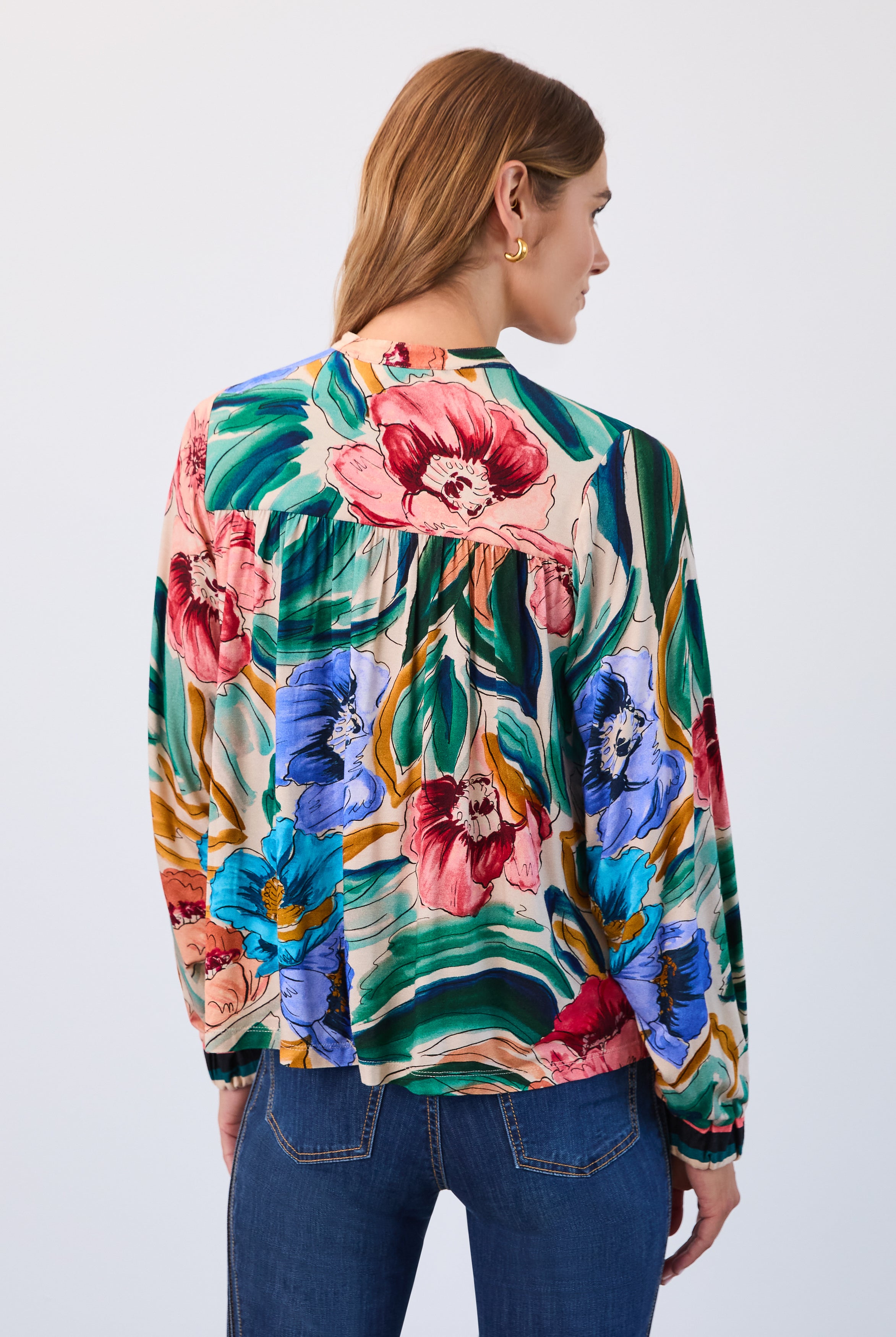 Long sleeve border striped top