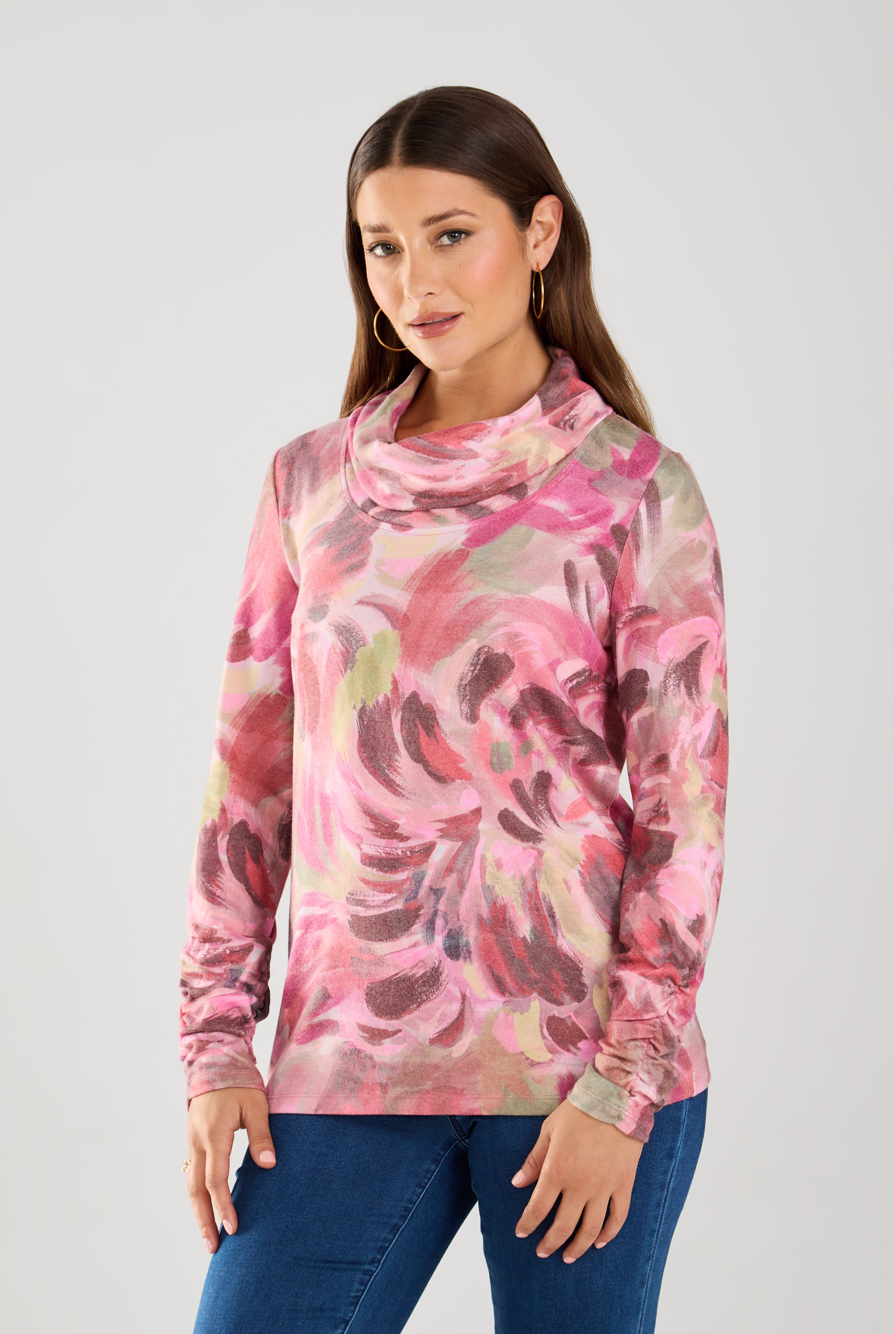 LONG SLEEVE COWL NECK TOP