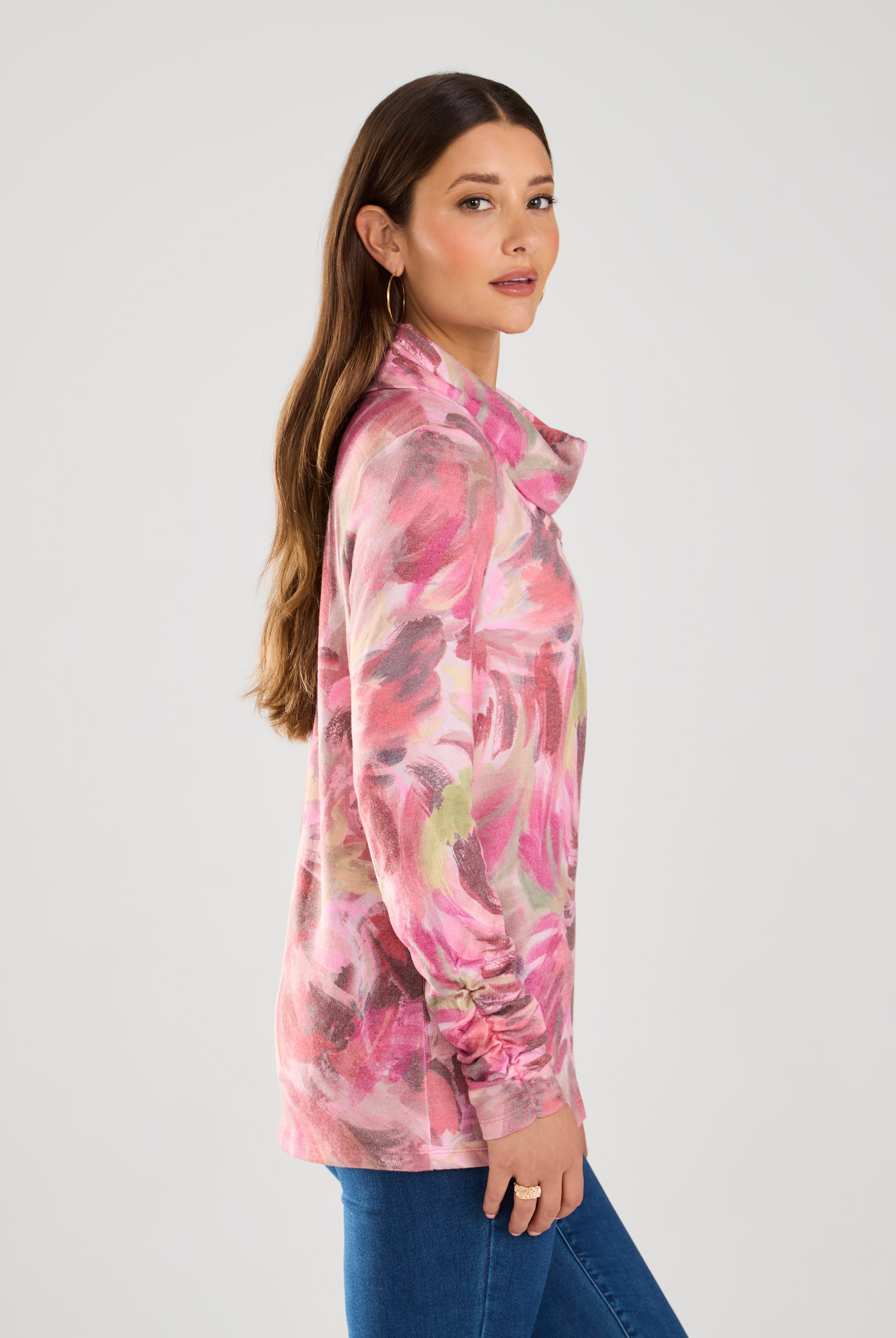 LONG SLEEVE COWL NECK TOP