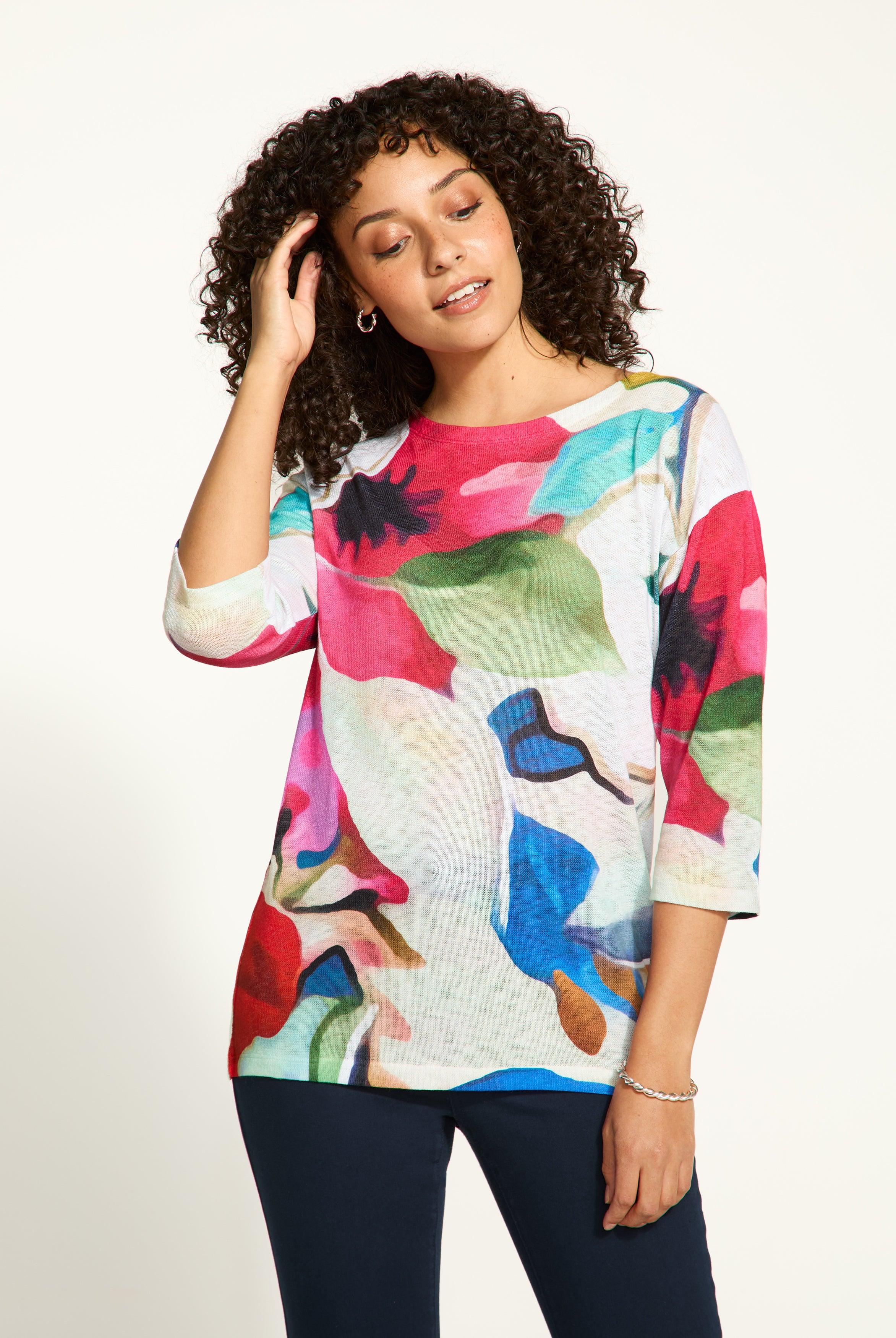 Drop shoulder boat neck top