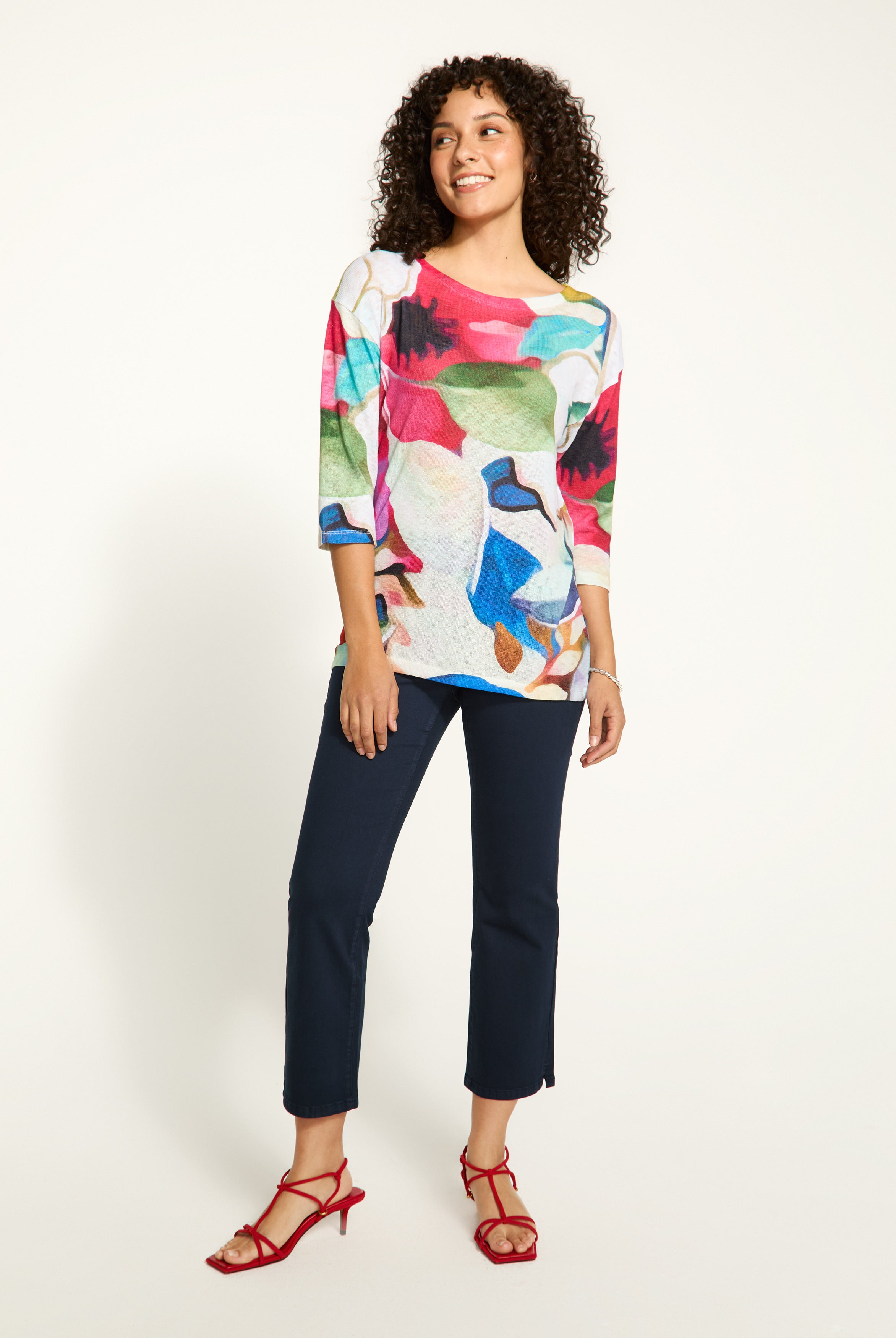 Drop shoulder boat neck top