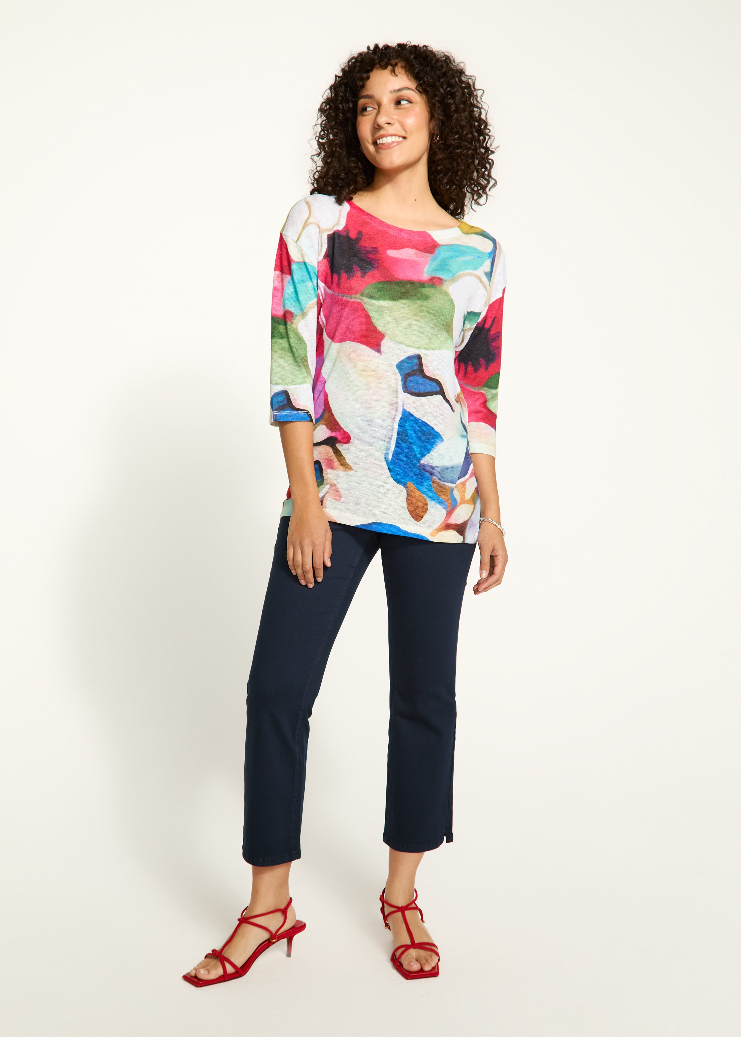 Drop shoulder boat neck top