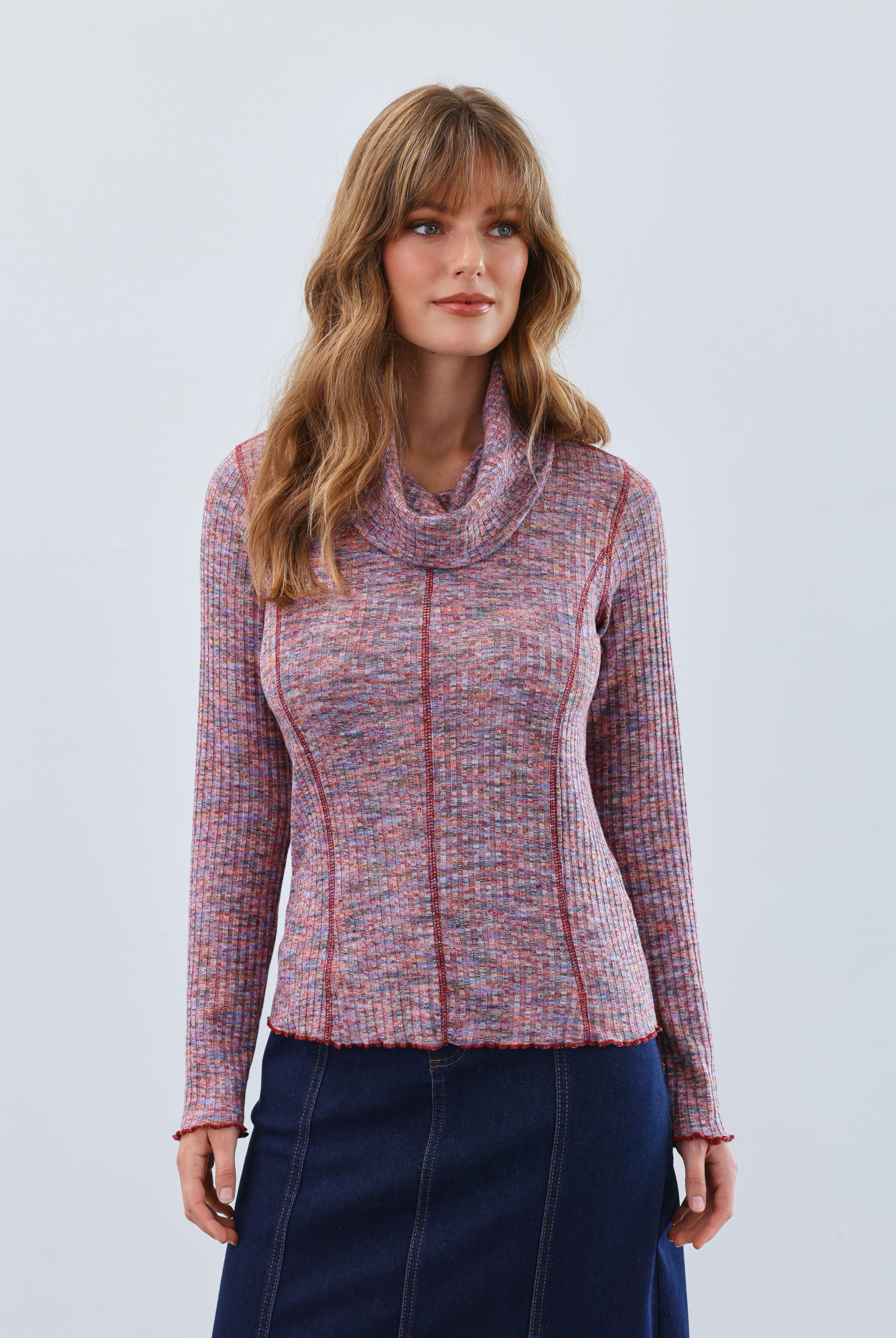 long sleeve cowl neck top