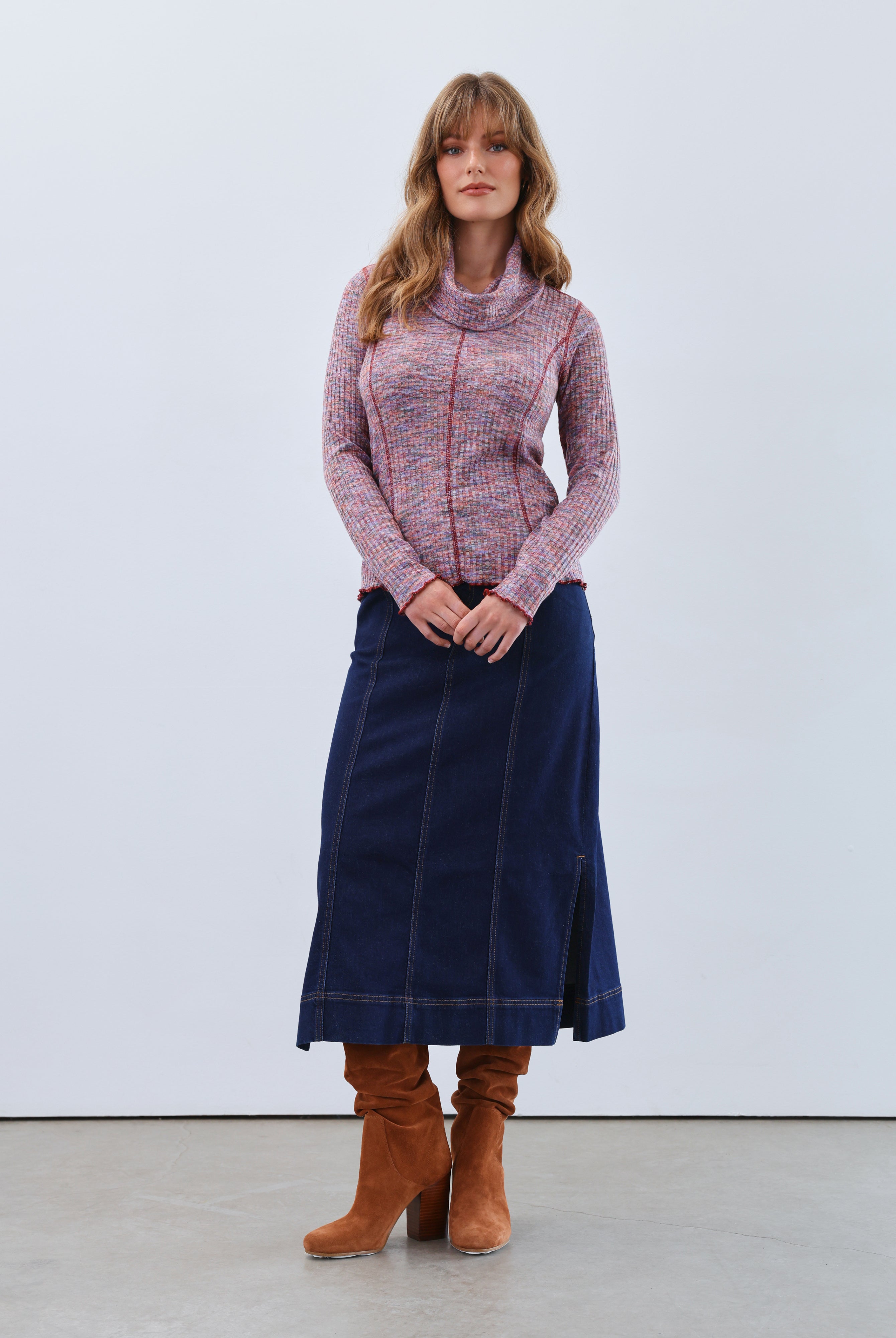 long sleeve cowl neck top