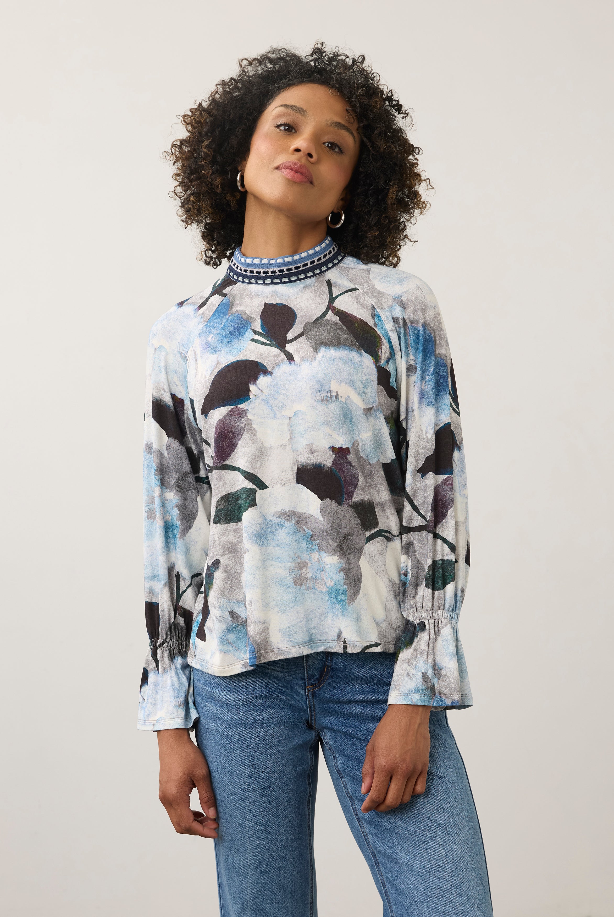 Rebe 3/4 Sleeve Embellished Top, Rebecca Floral image 9 by French Dressing Jeans (FDJ)