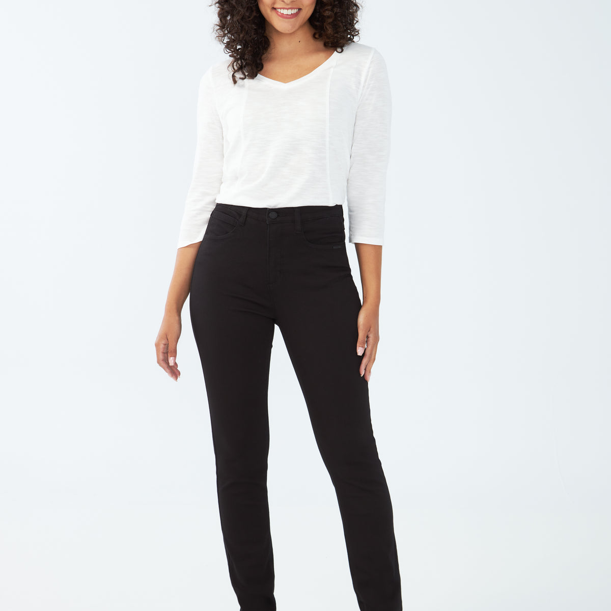 FDJ French Dressing Women's Suzanne Straight Leg Jeans - High Rise, Slimming, Black, Size 8 (Petite Inseam 30")