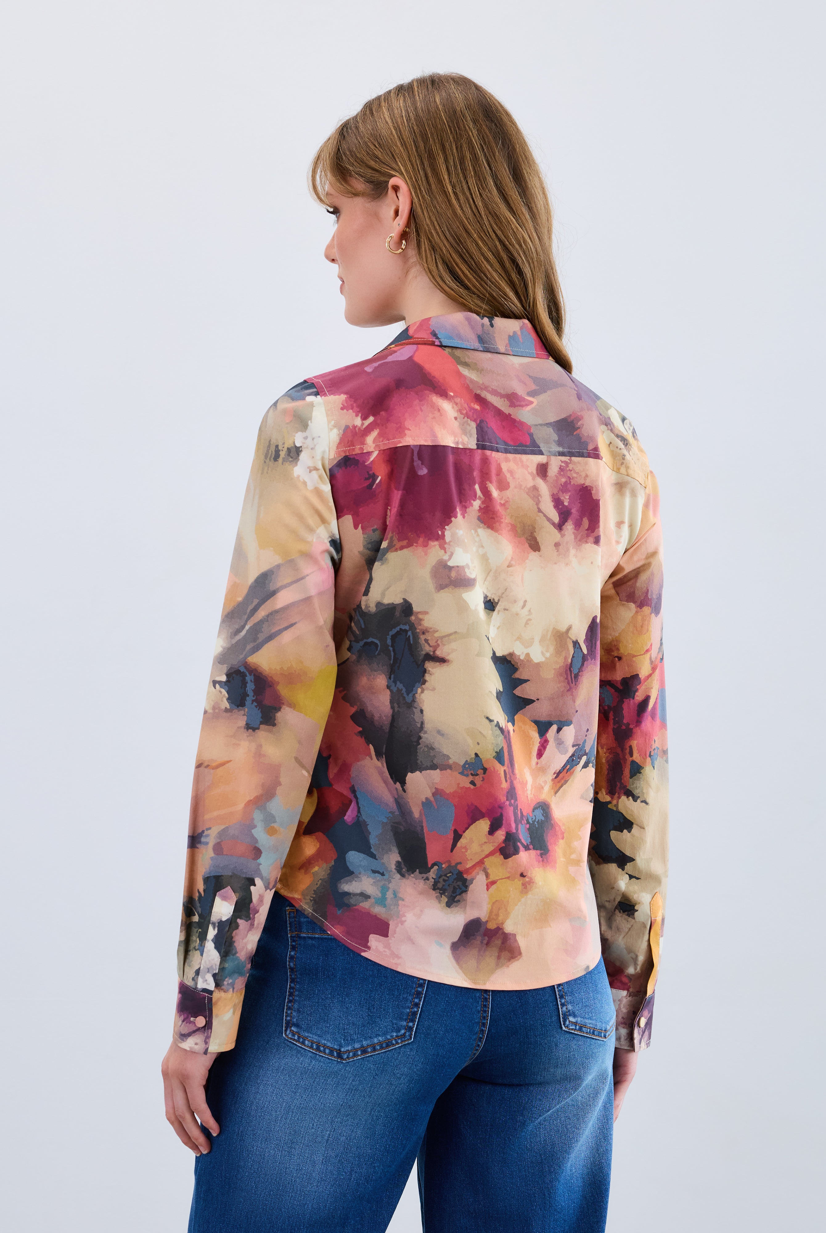 Long sleeve split neck shirt