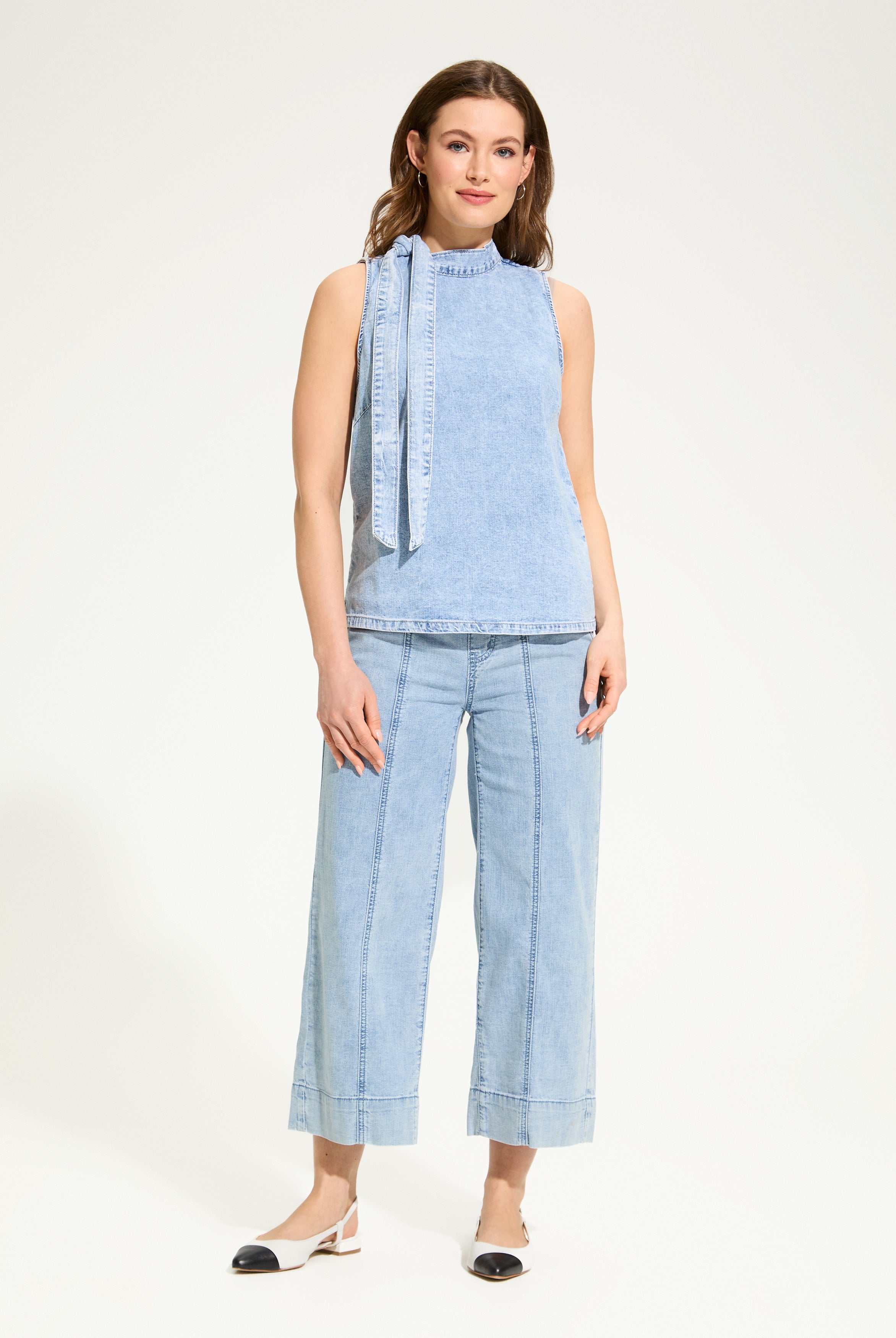 Sleeveless Bow Neck Blouse