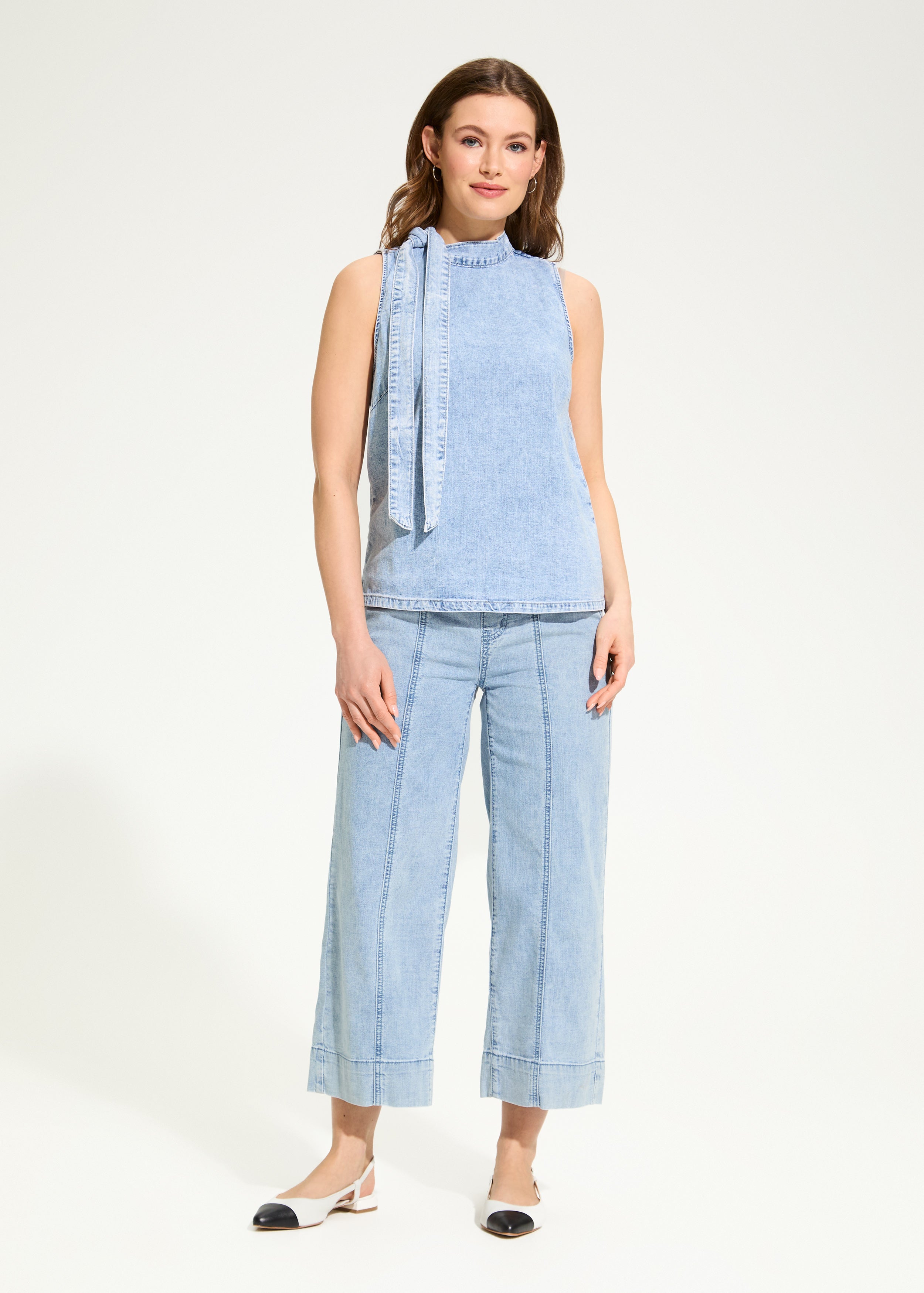 Sleeveless Bow Neck Blouse