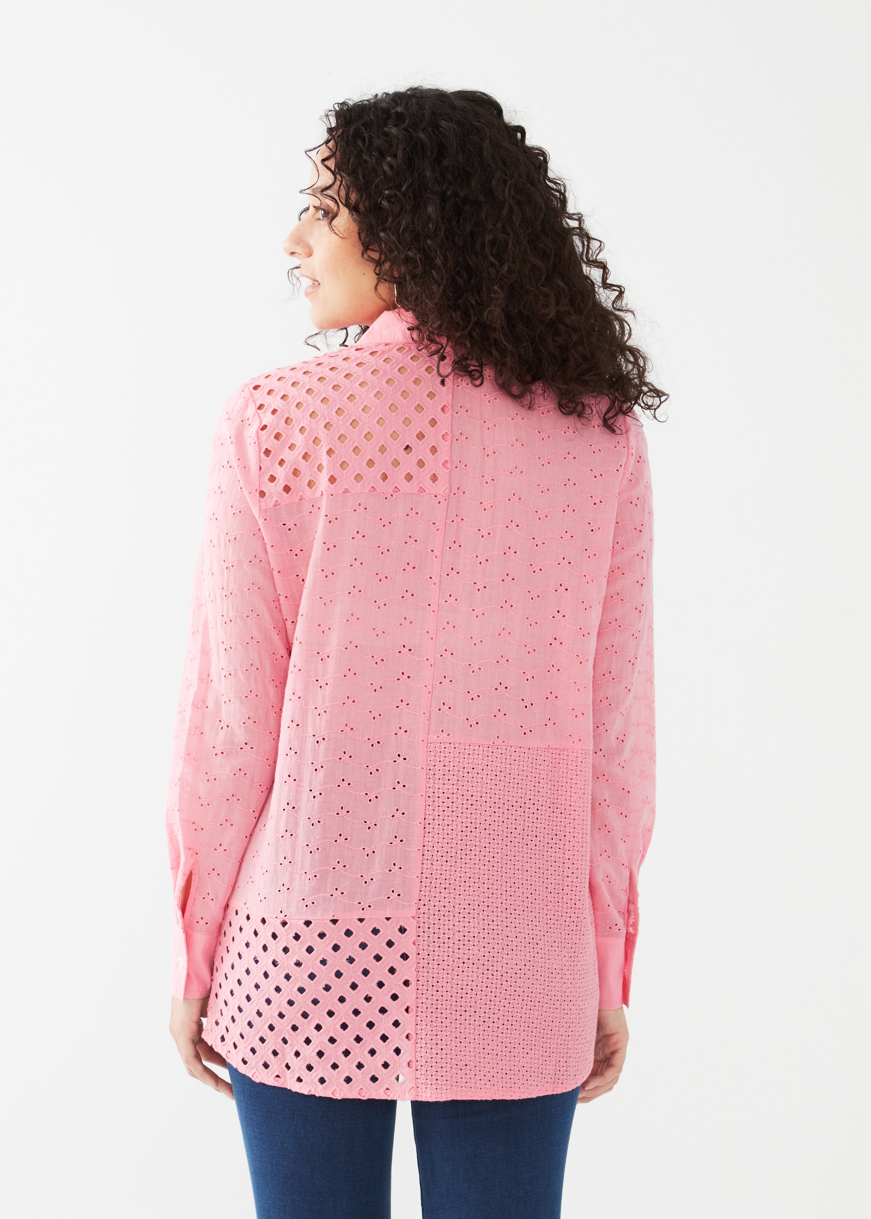 PATCHWORK EYELET TUNIC SHIRT