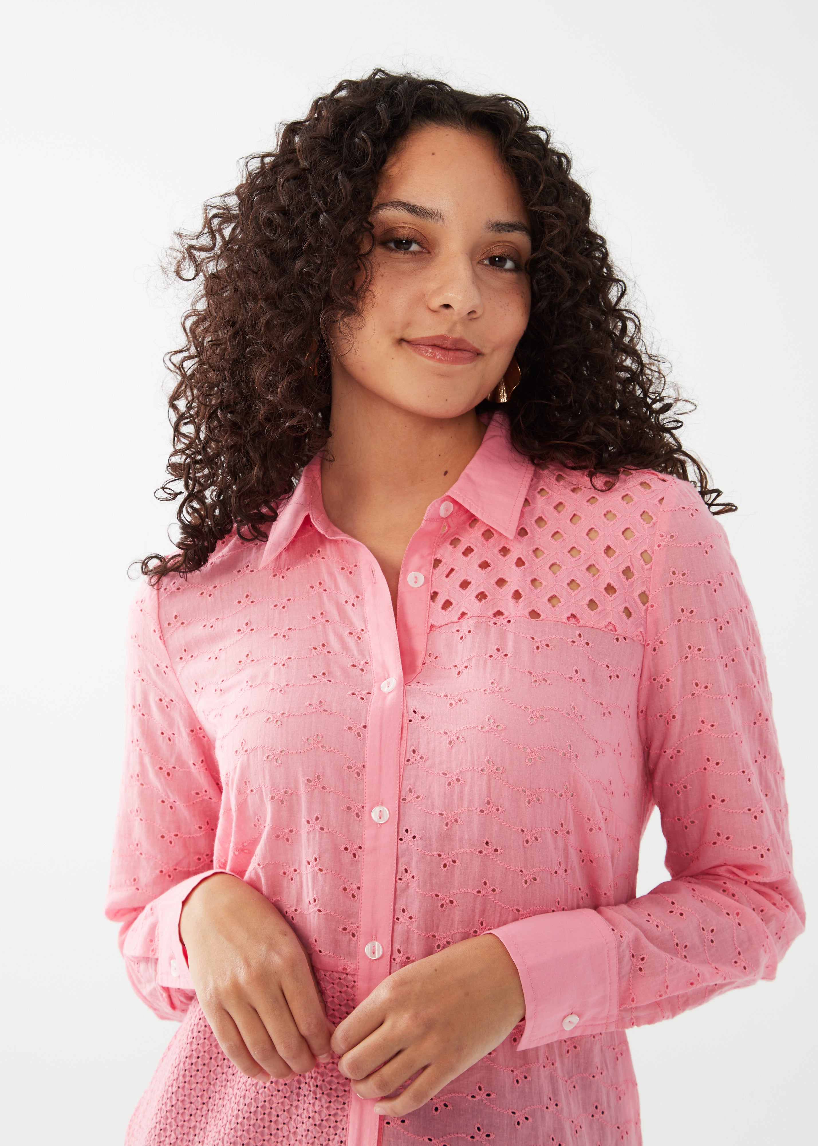 PATCHWORK EYELET TUNIC SHIRT