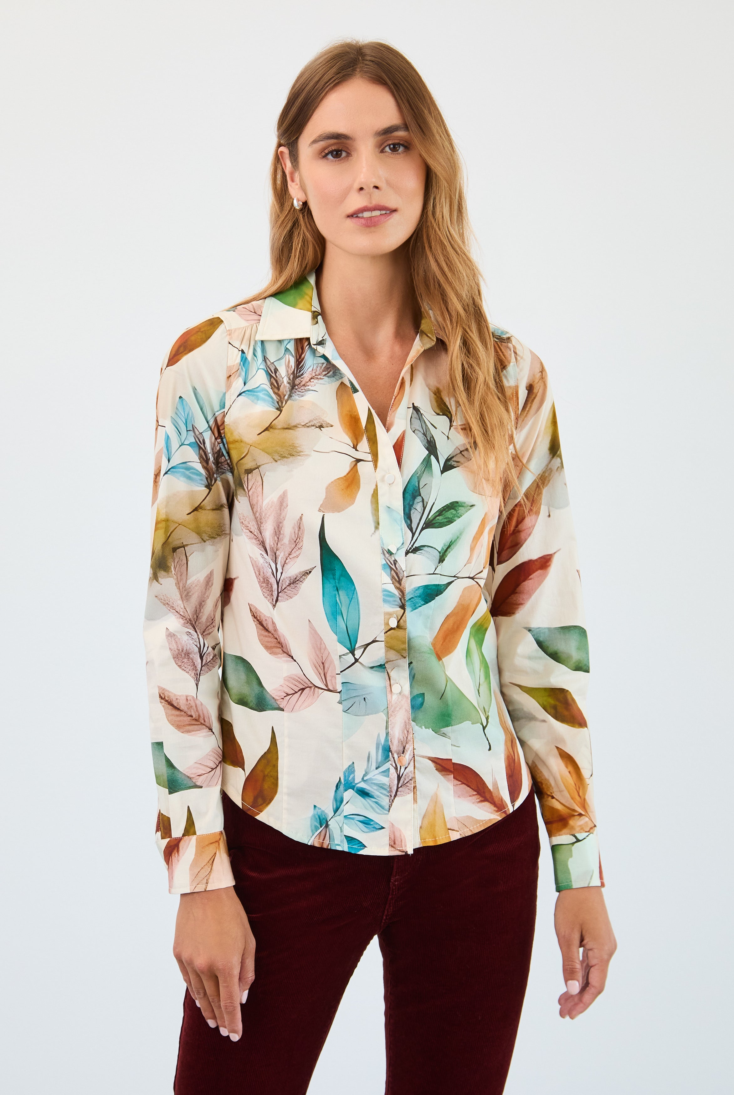 Long sleeve split neck shirt