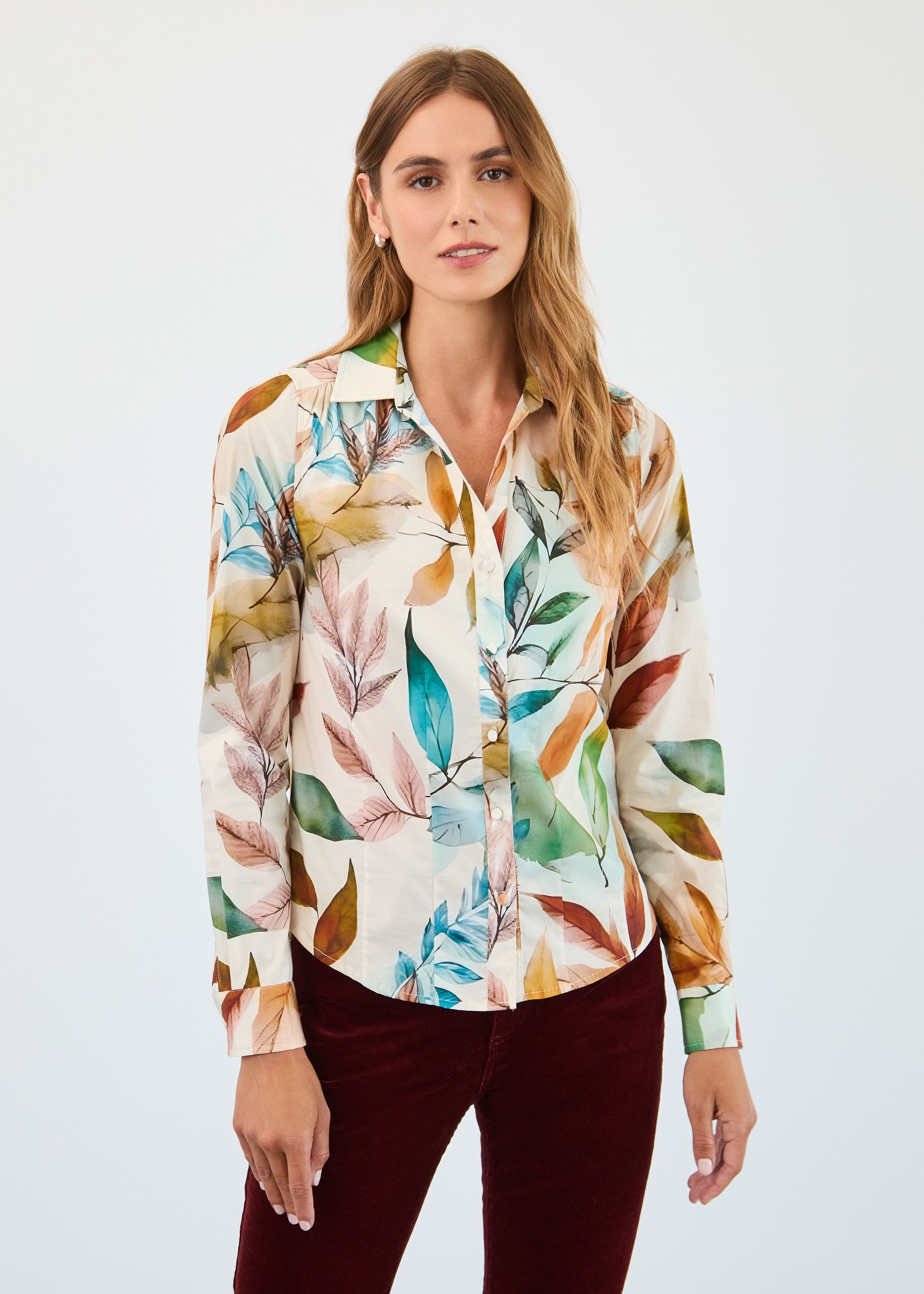 Long sleeve split neck shirt