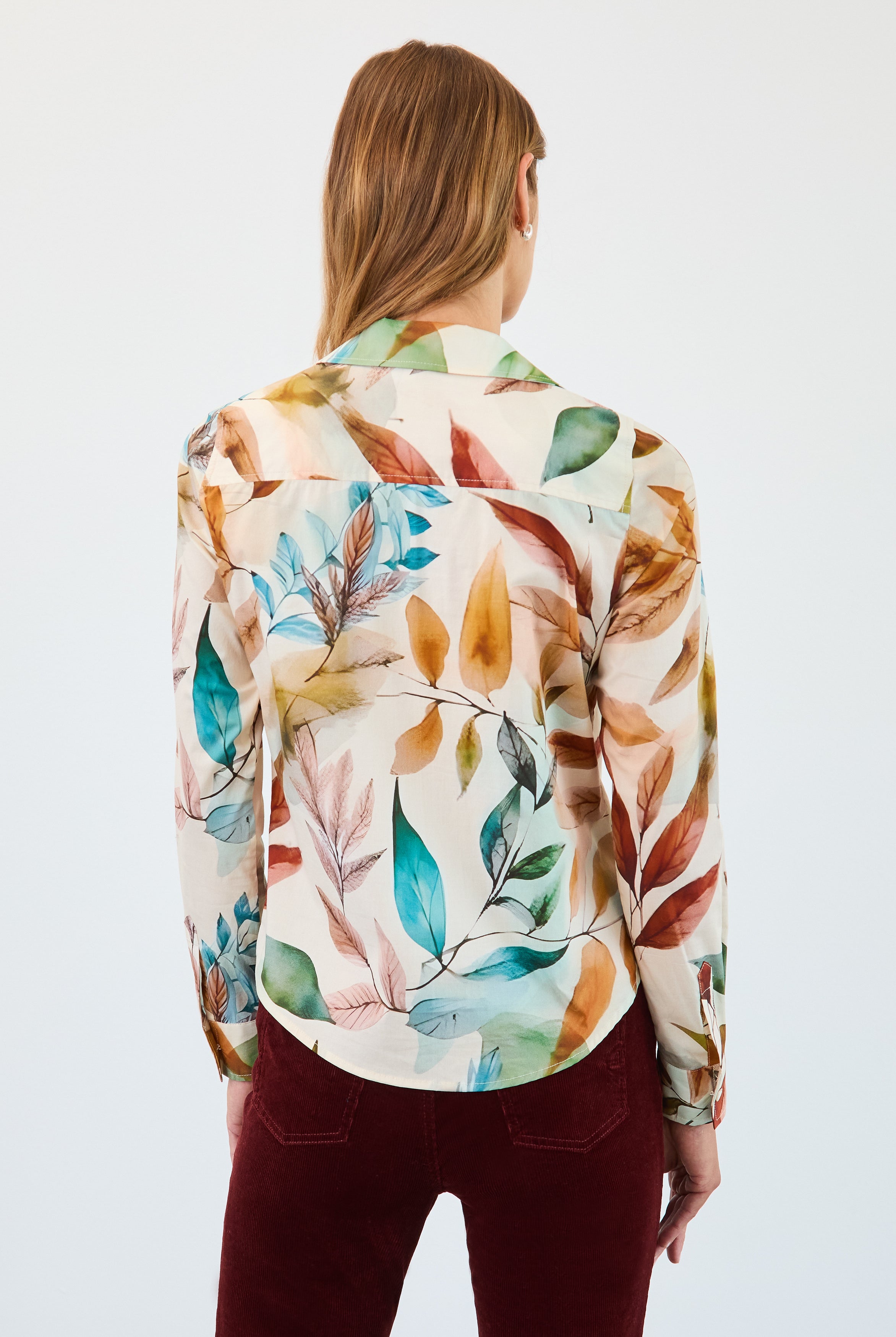 Long sleeve split neck shirt