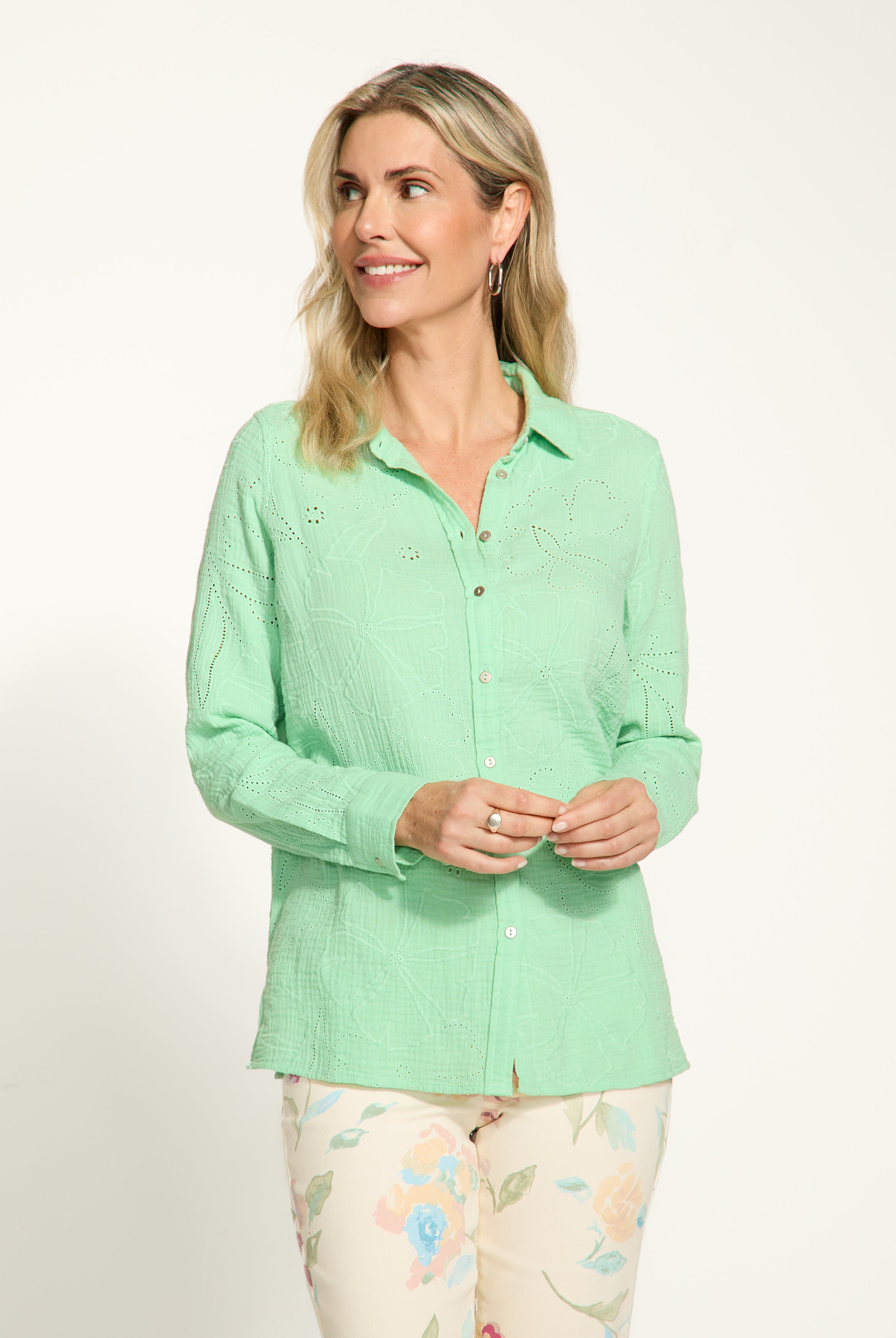 Long Sleeve Eyelet Tunic