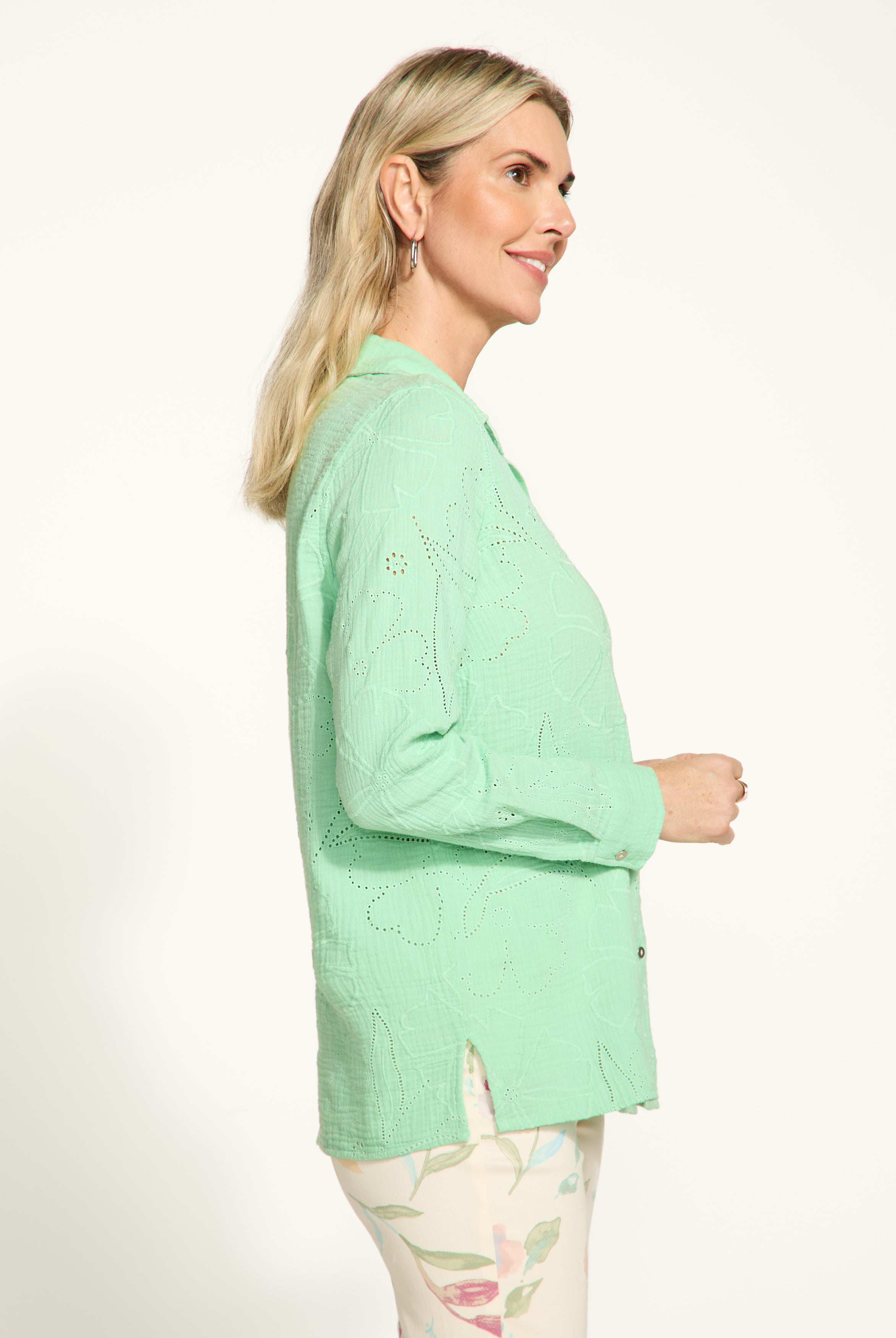 Long Sleeve Eyelet Tunic