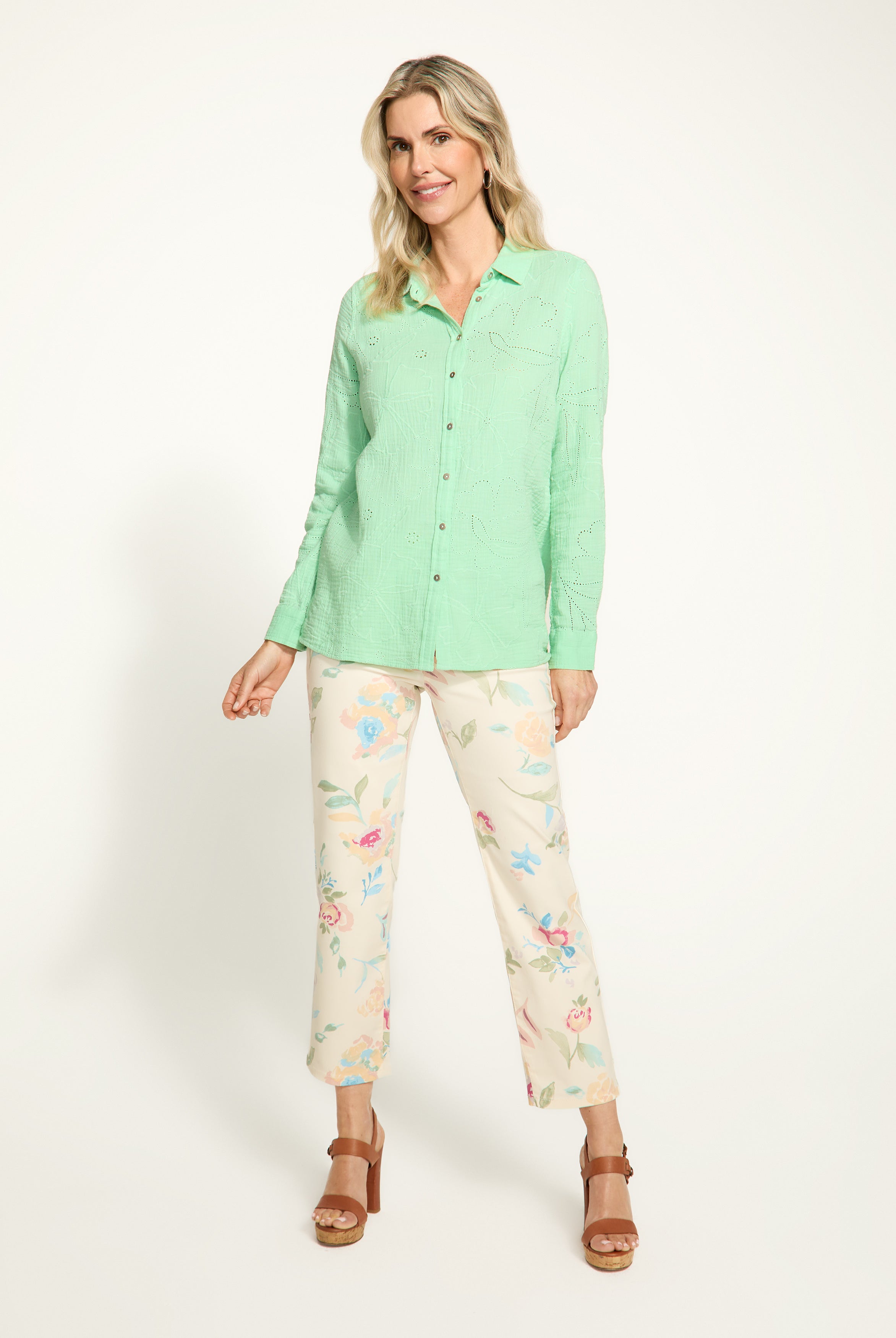 Long Sleeve Eyelet Tunic