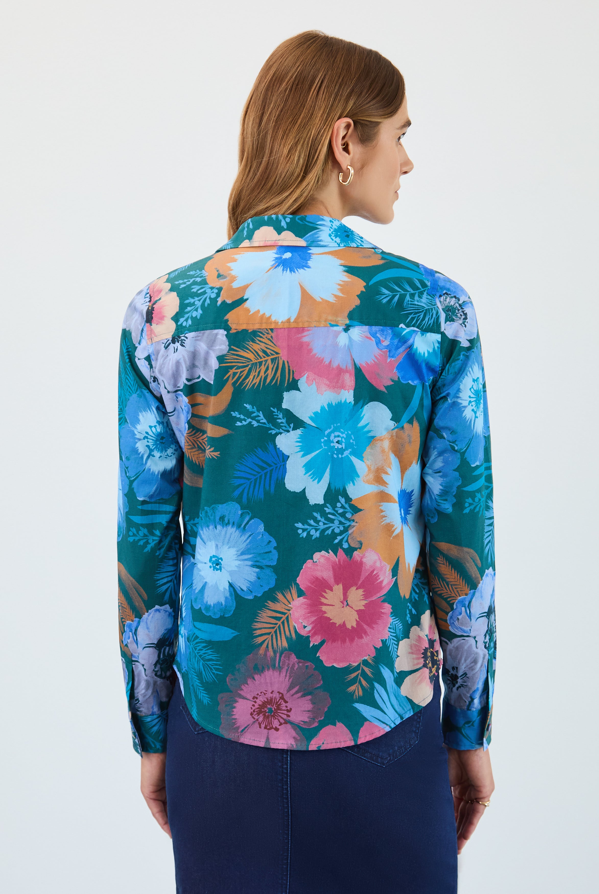 Long sleeve split neck shirt