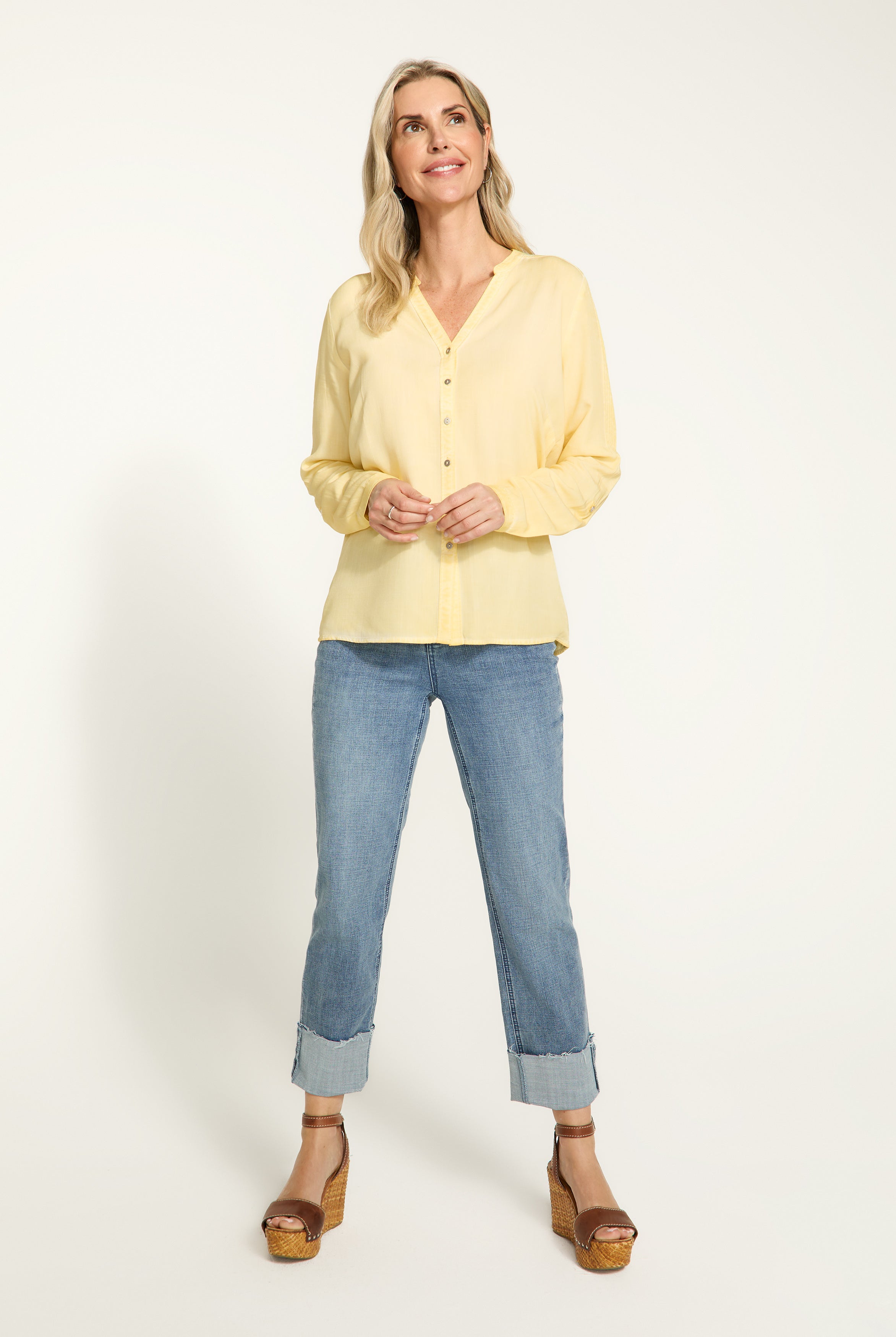 Long sleeve roll tab shirt