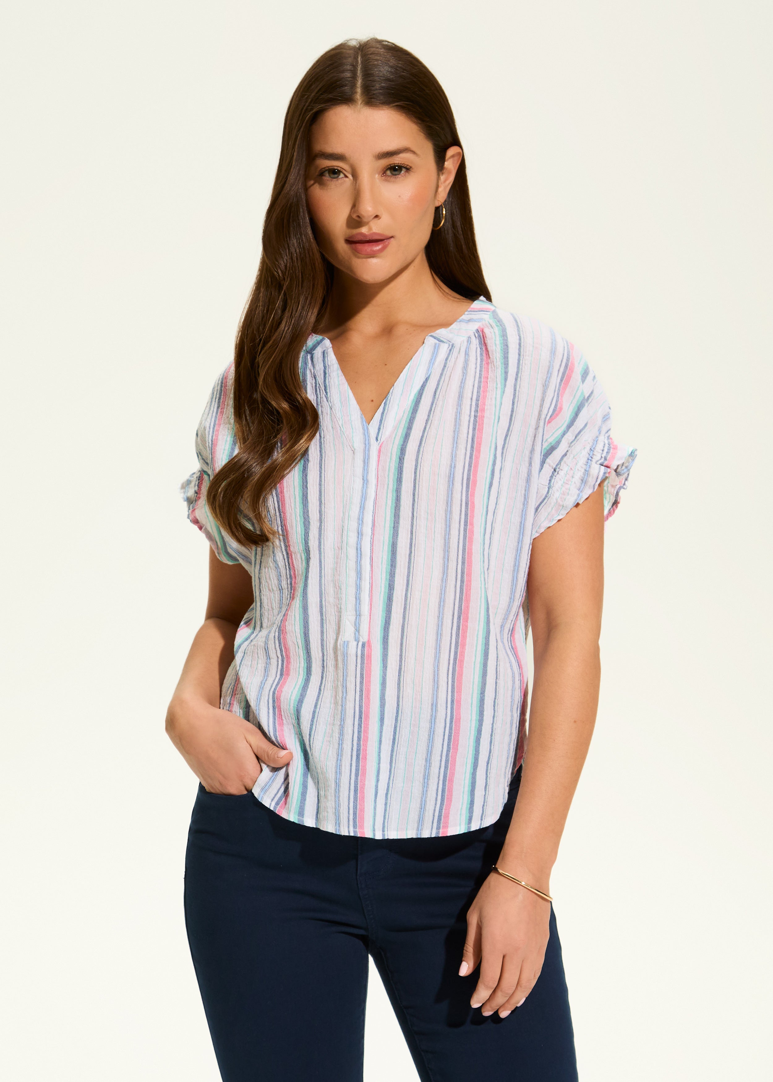 Crinkle Striped Top