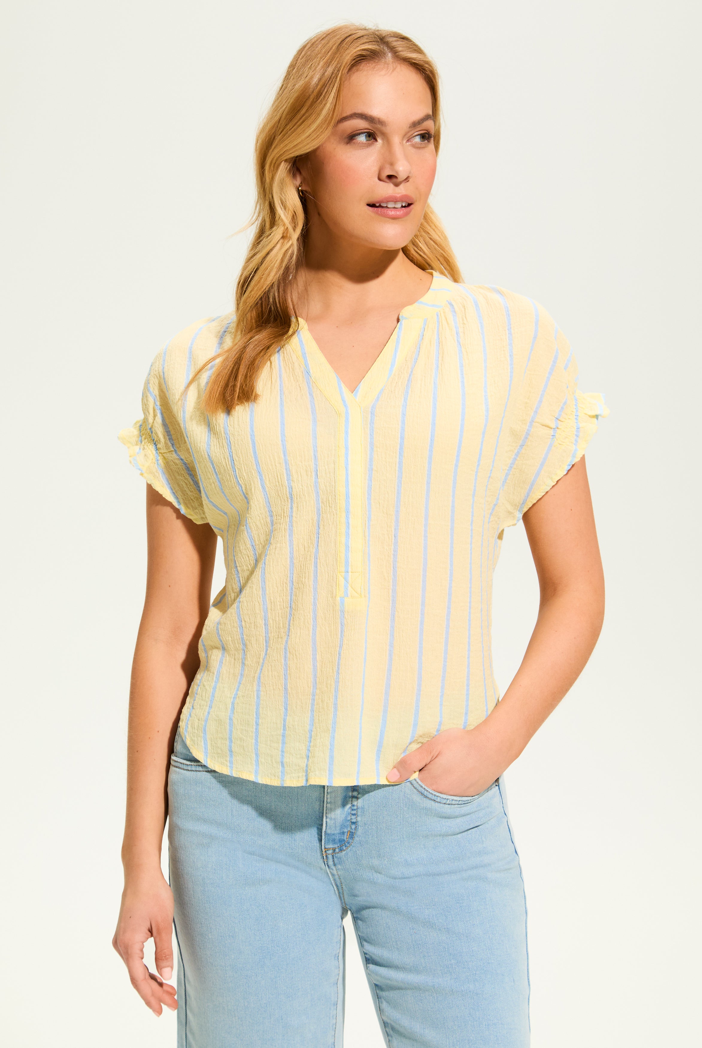 Crinkle Striped Top