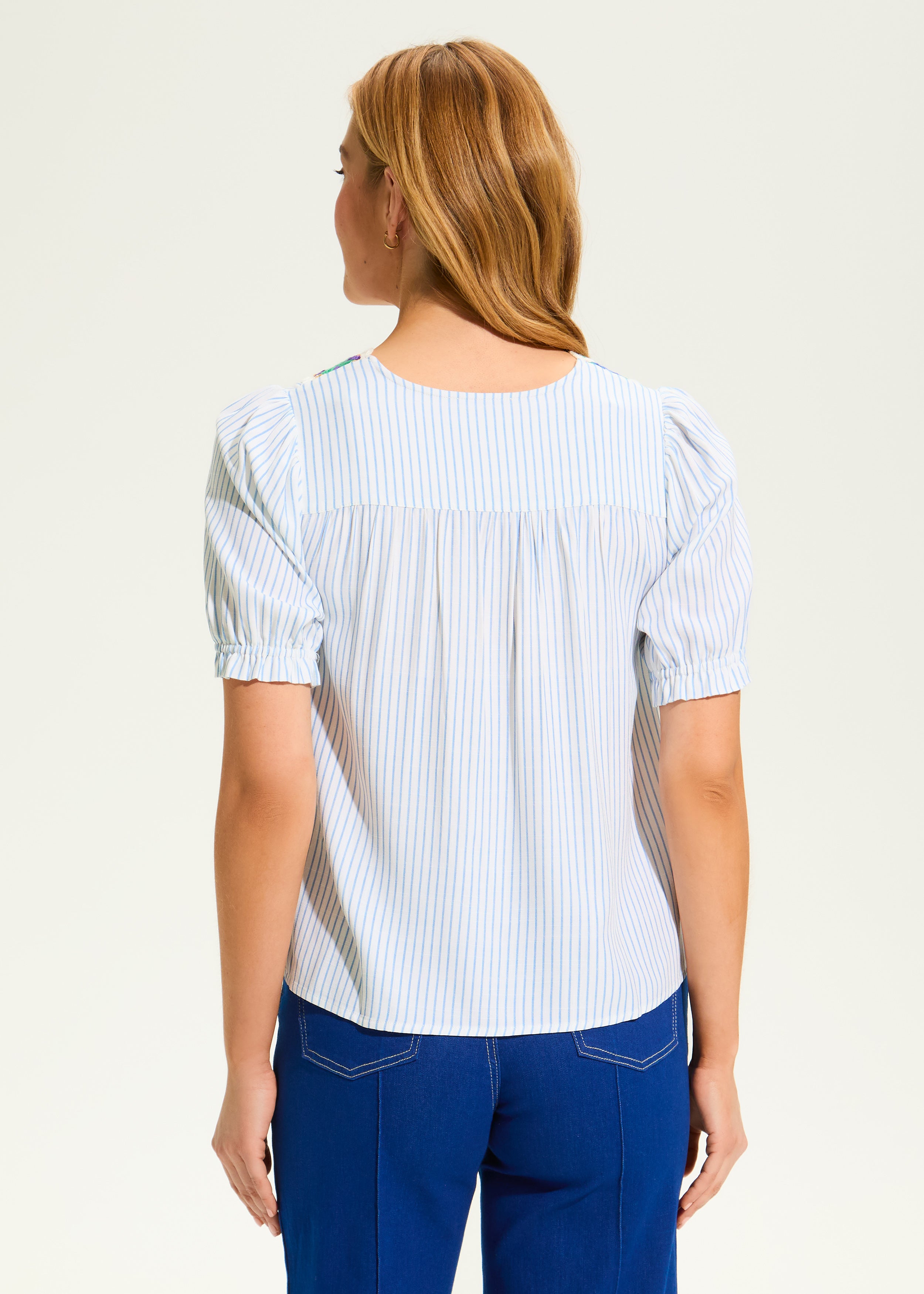 V Neck Crochet Trim Blouse