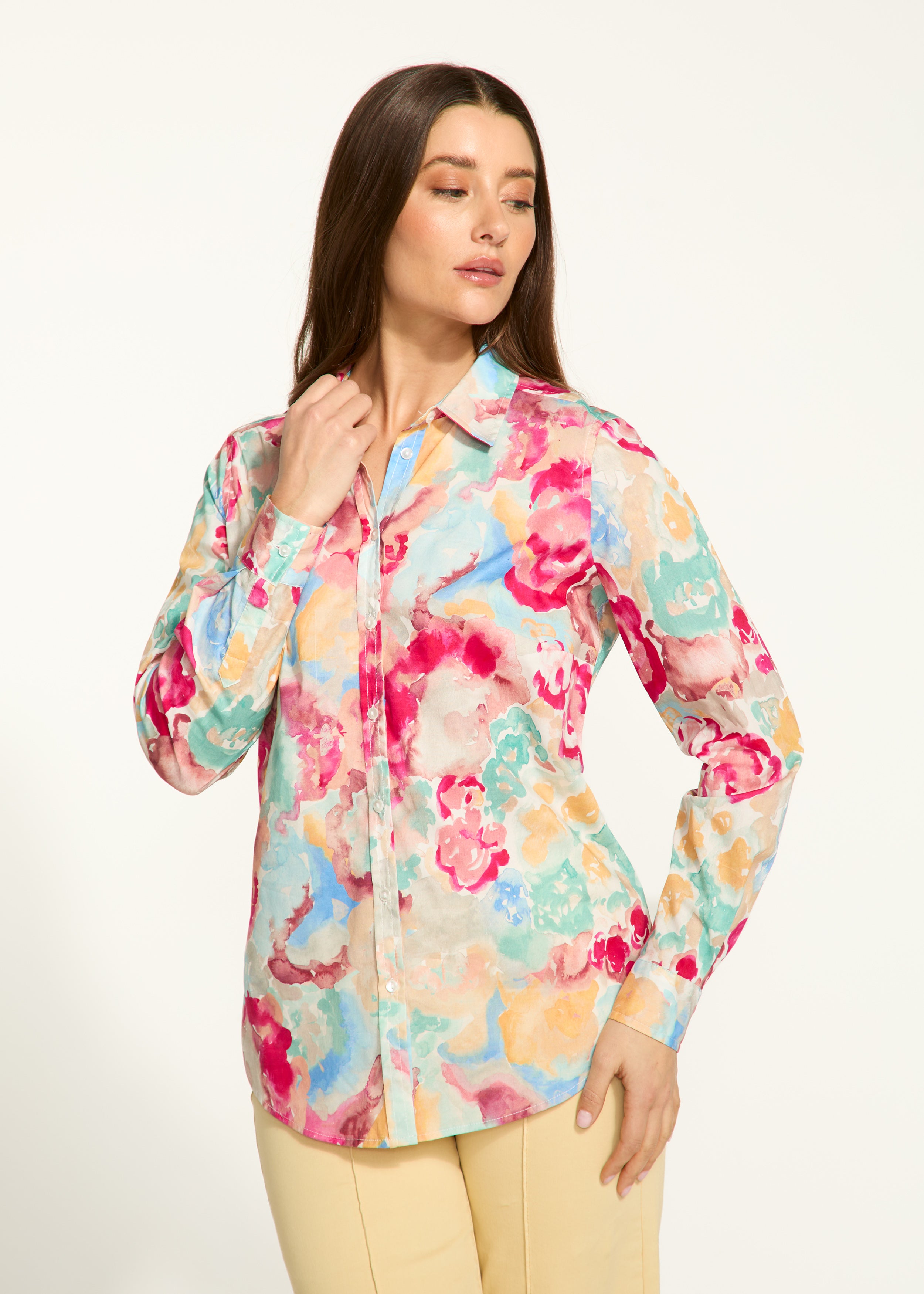 Printed classic long sleeve shirt