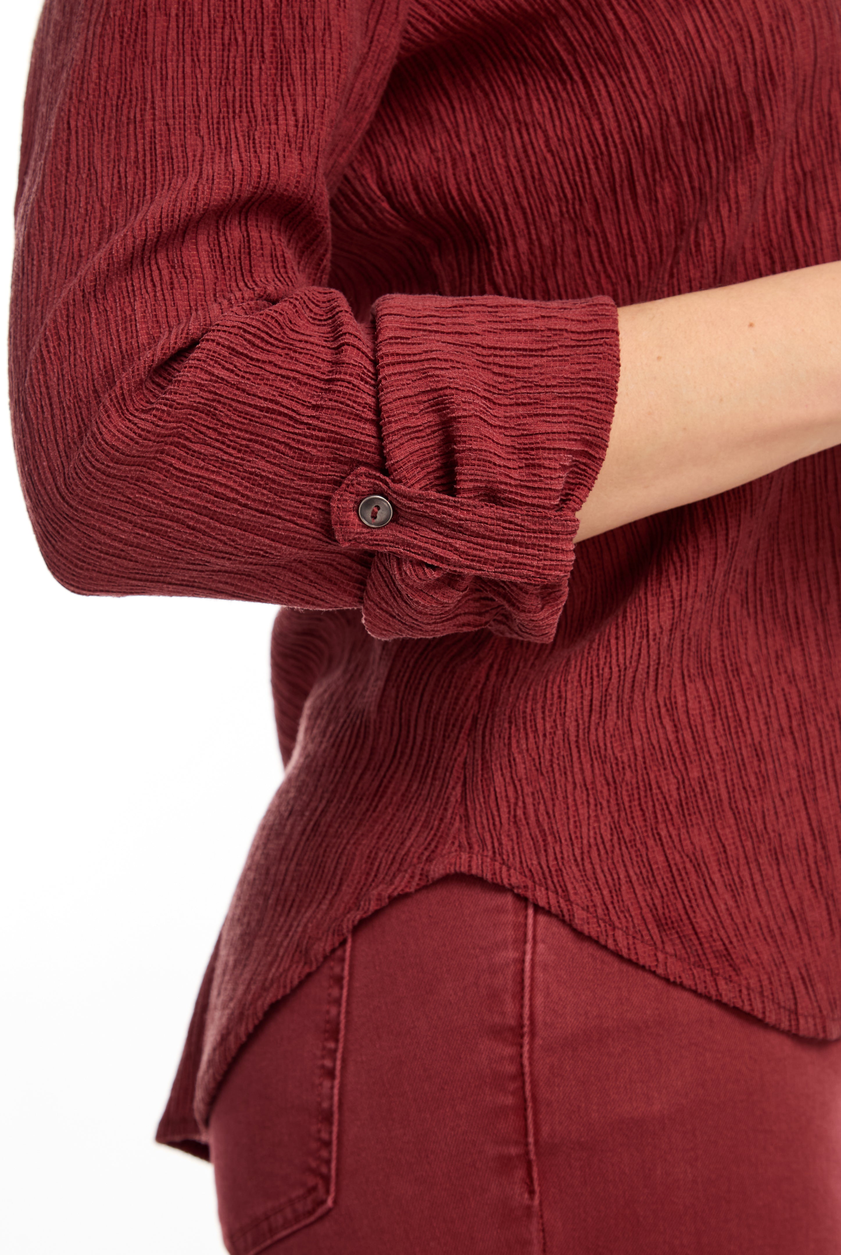 LONG ROLL UP SLEEVE CRINKLE SHIRT