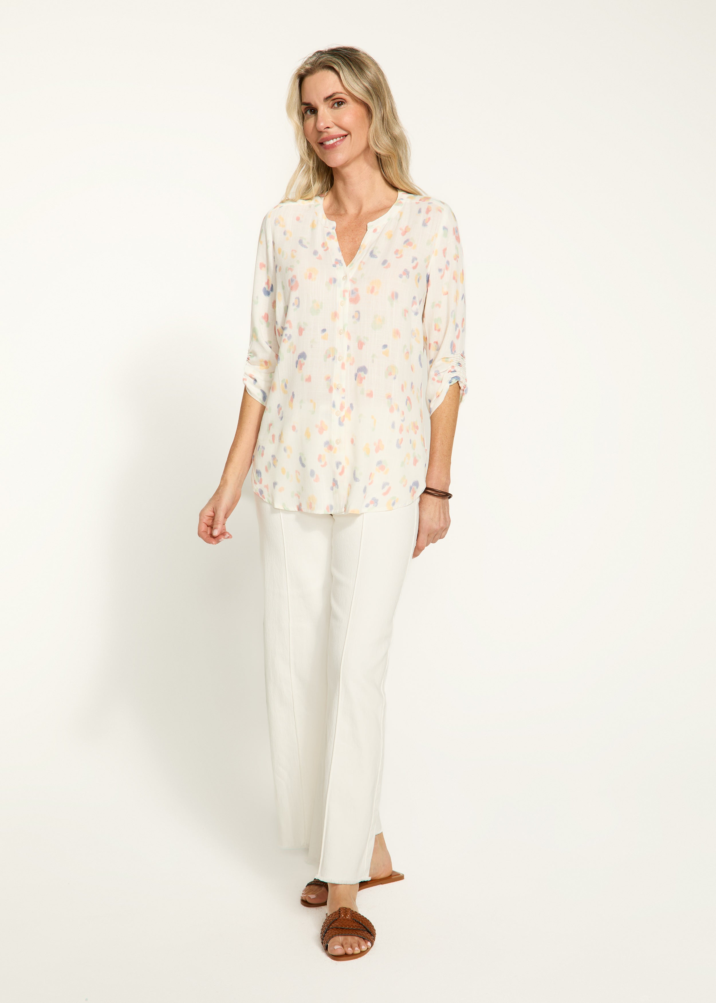 Smocked sleeve shirt