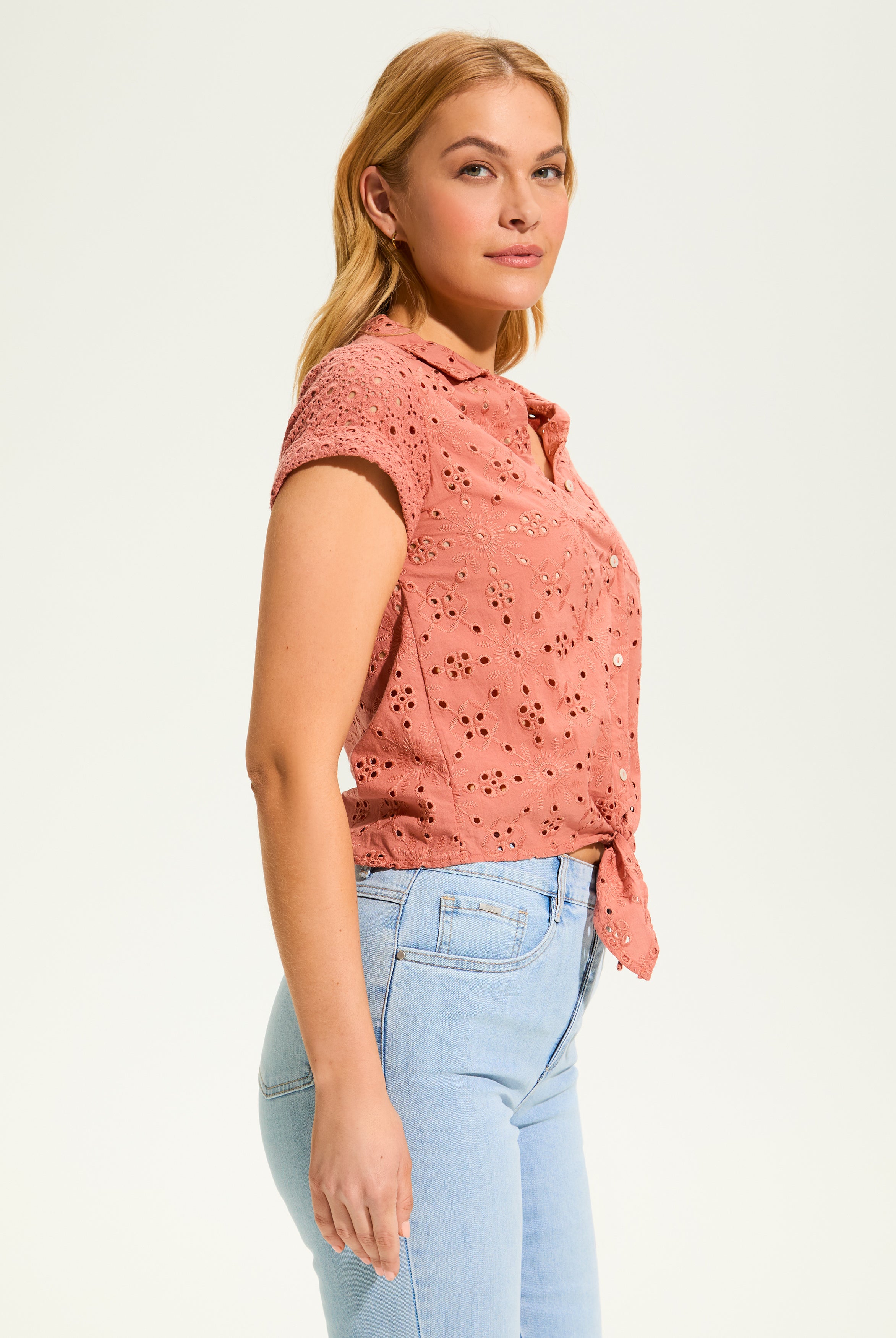 Eyelet Lace Short Sleeve Top