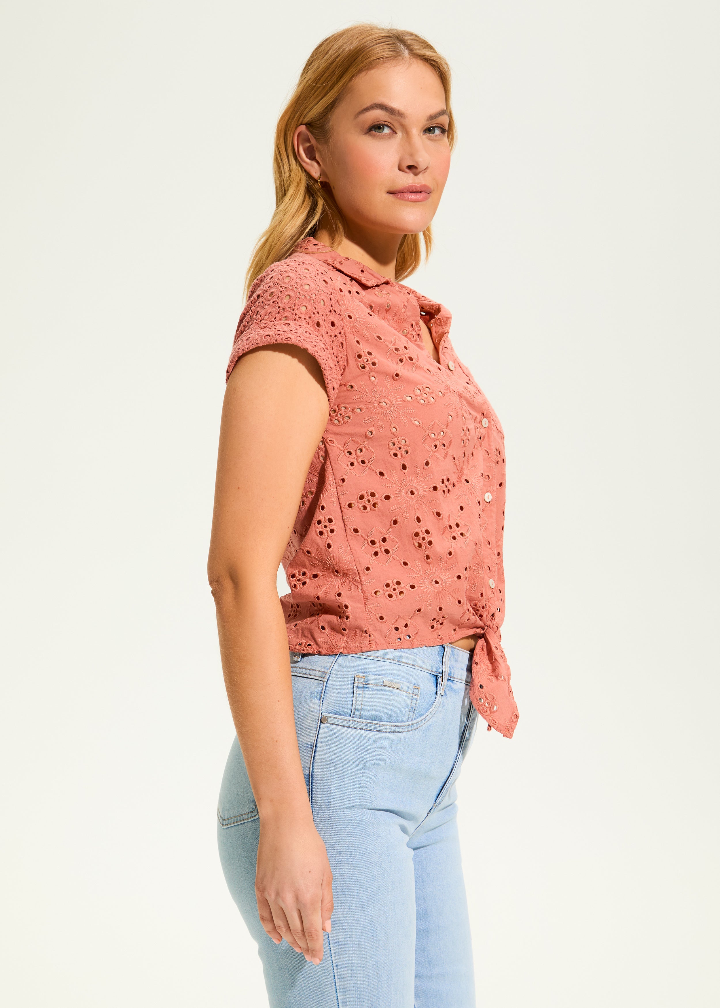 Eyelet Lace Short Sleeve Top