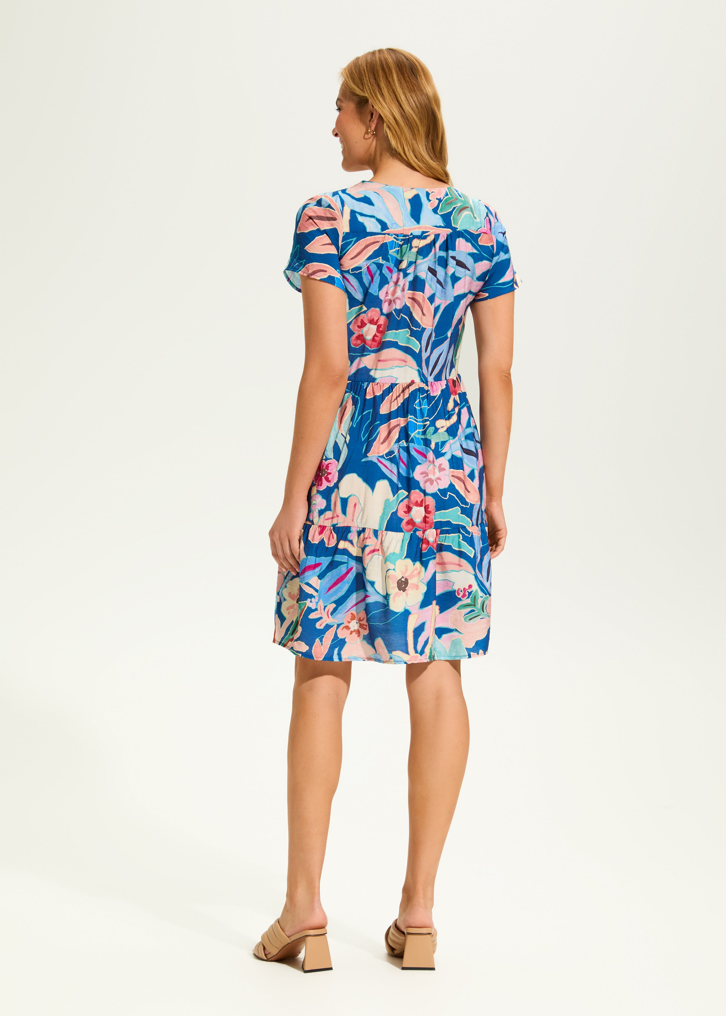 Crinkle Tiered Shift Dress