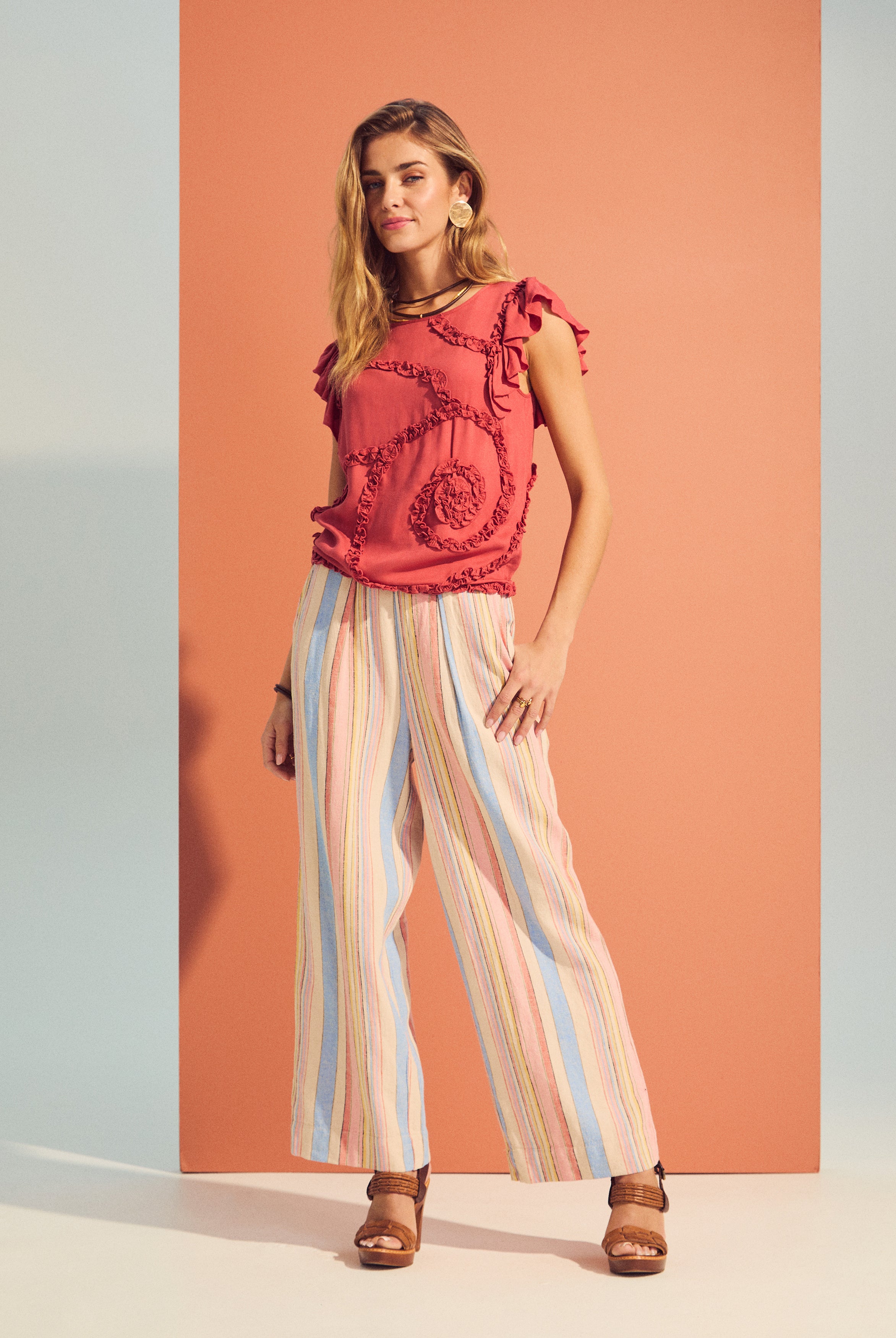 Embellished Flutter Sleeve Top