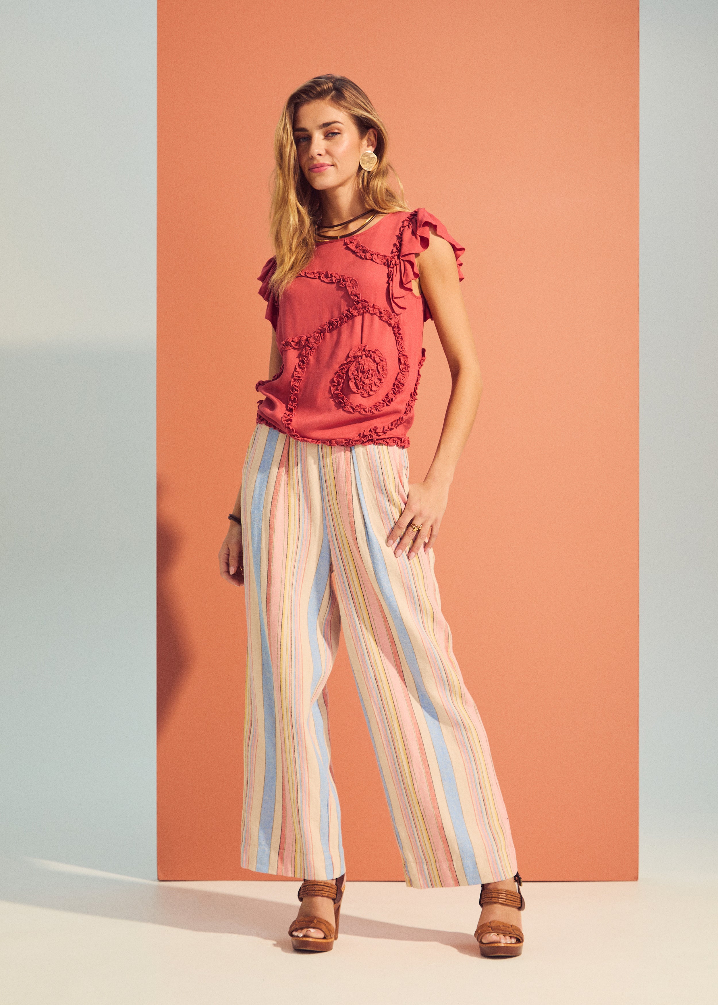 Embellished Flutter Sleeve Top