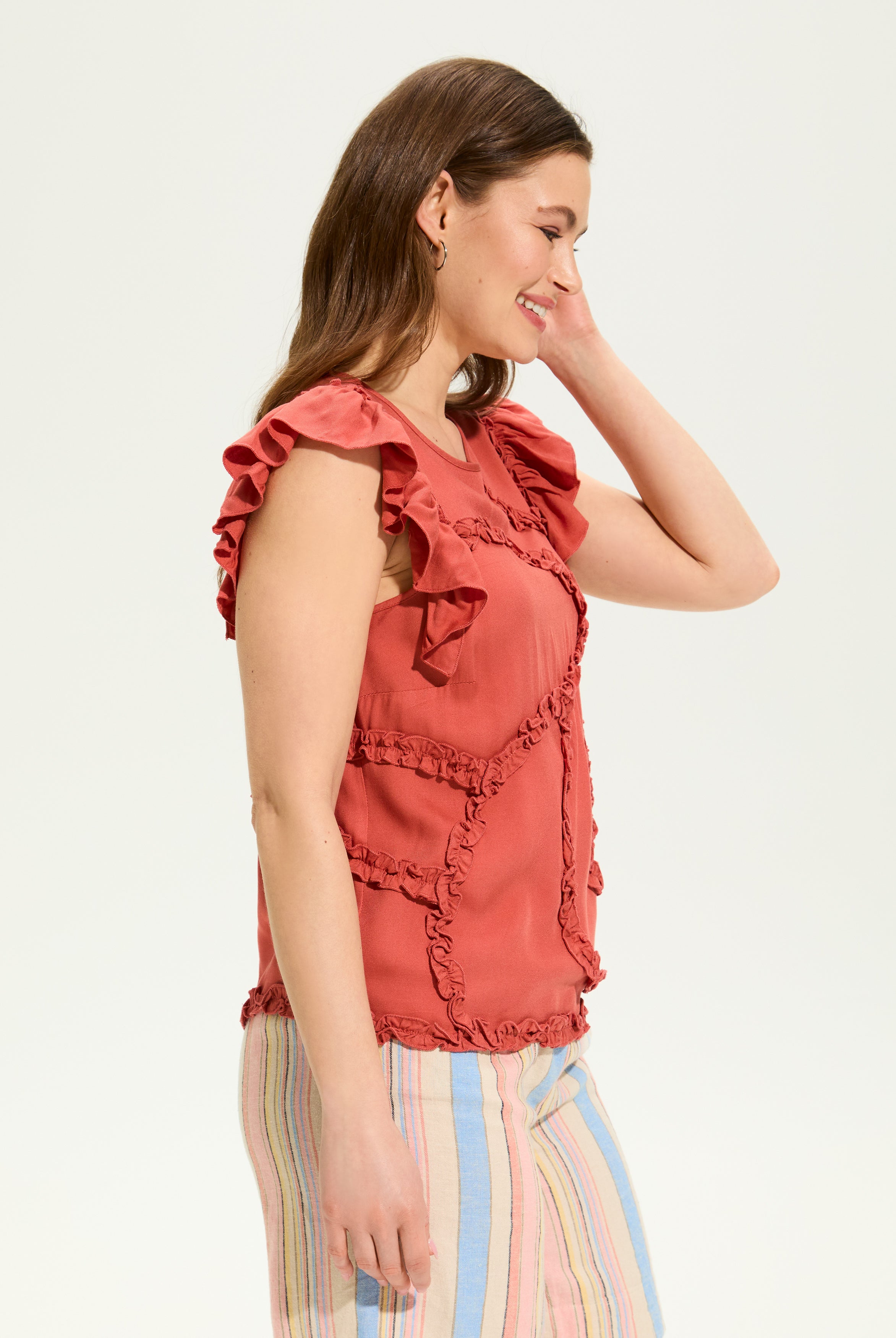 Embellished Flutter Sleeve Top