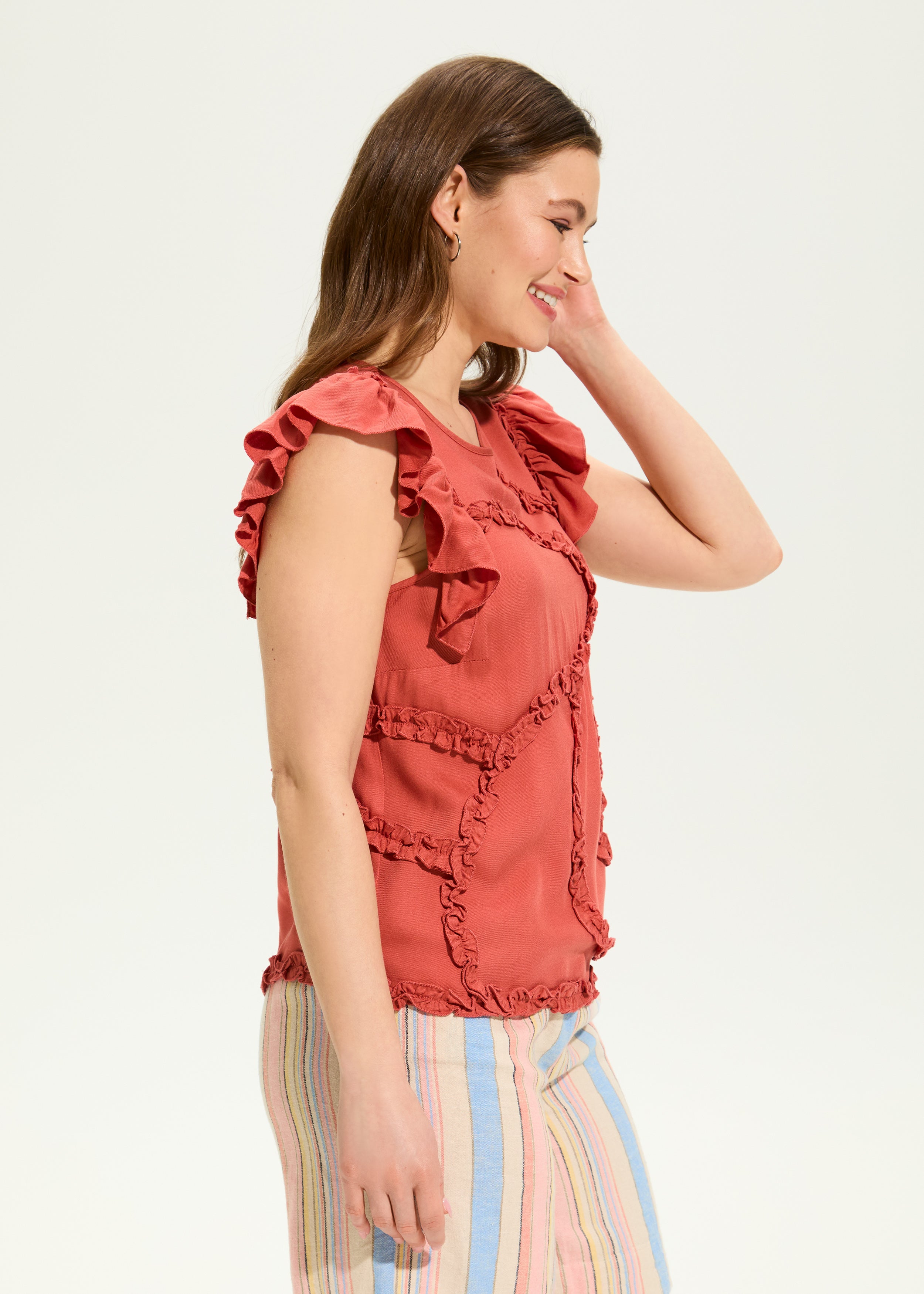 Embellished Flutter Sleeve Top