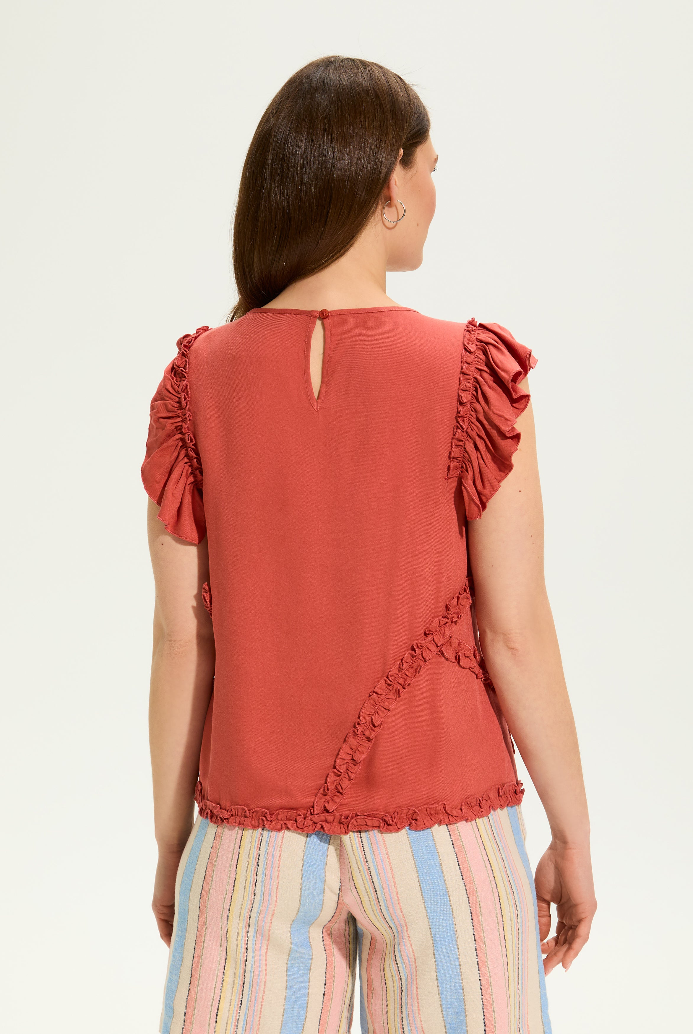 Embellished Flutter Sleeve Top