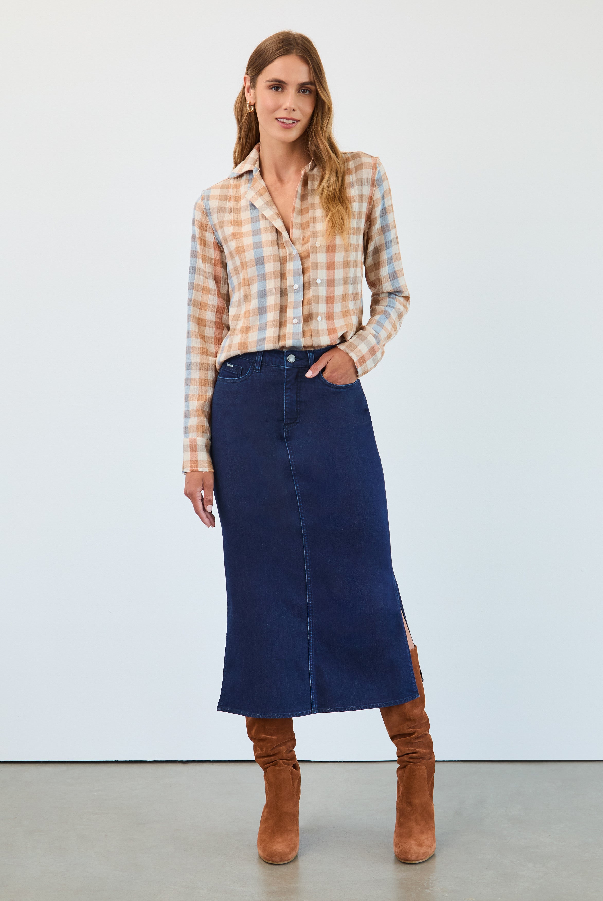 Long sleeve fringed gauze shirt